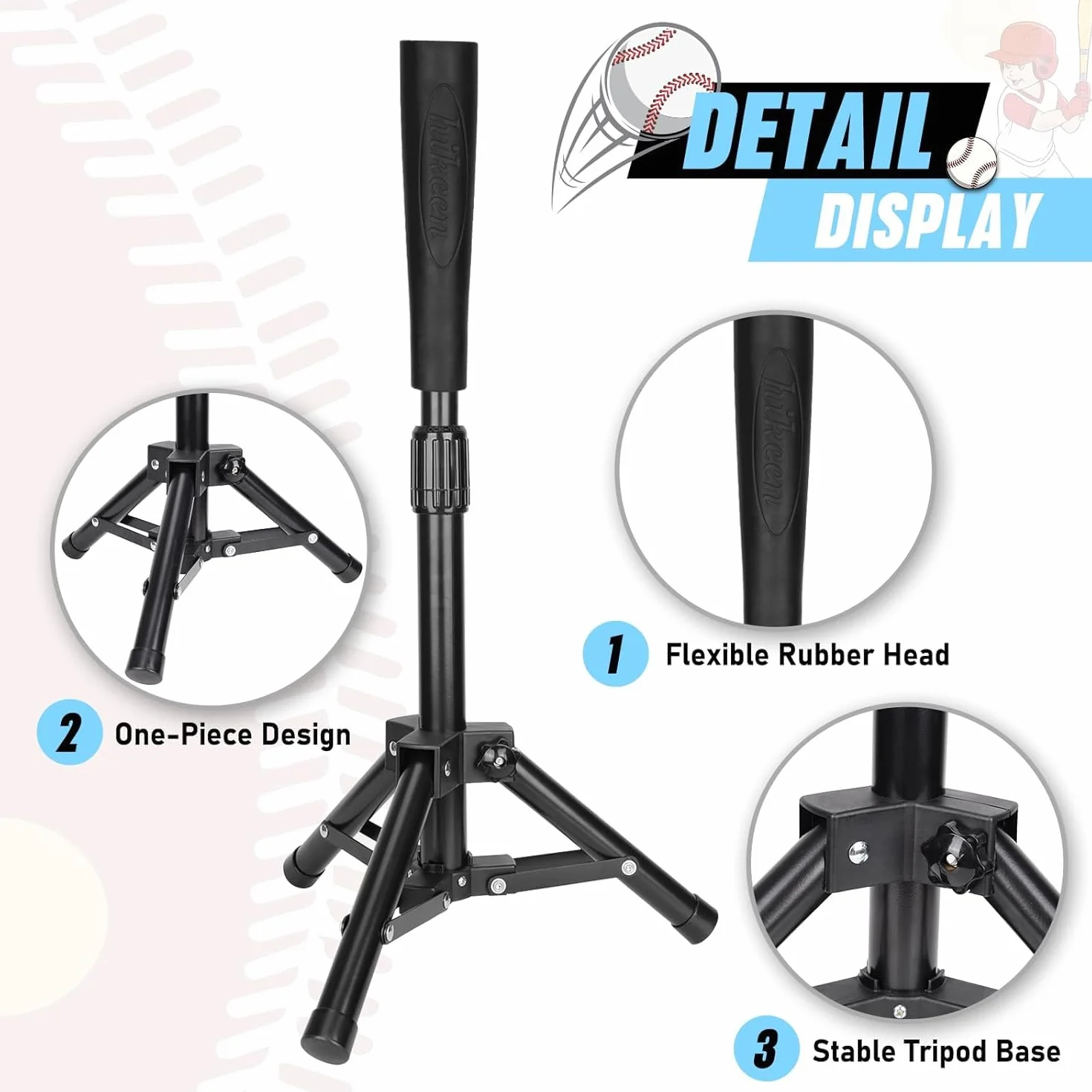 Hikeen Baseball & Softball Batting Tee Réglable en Hauteur pour Entraînement Batteur Débutant