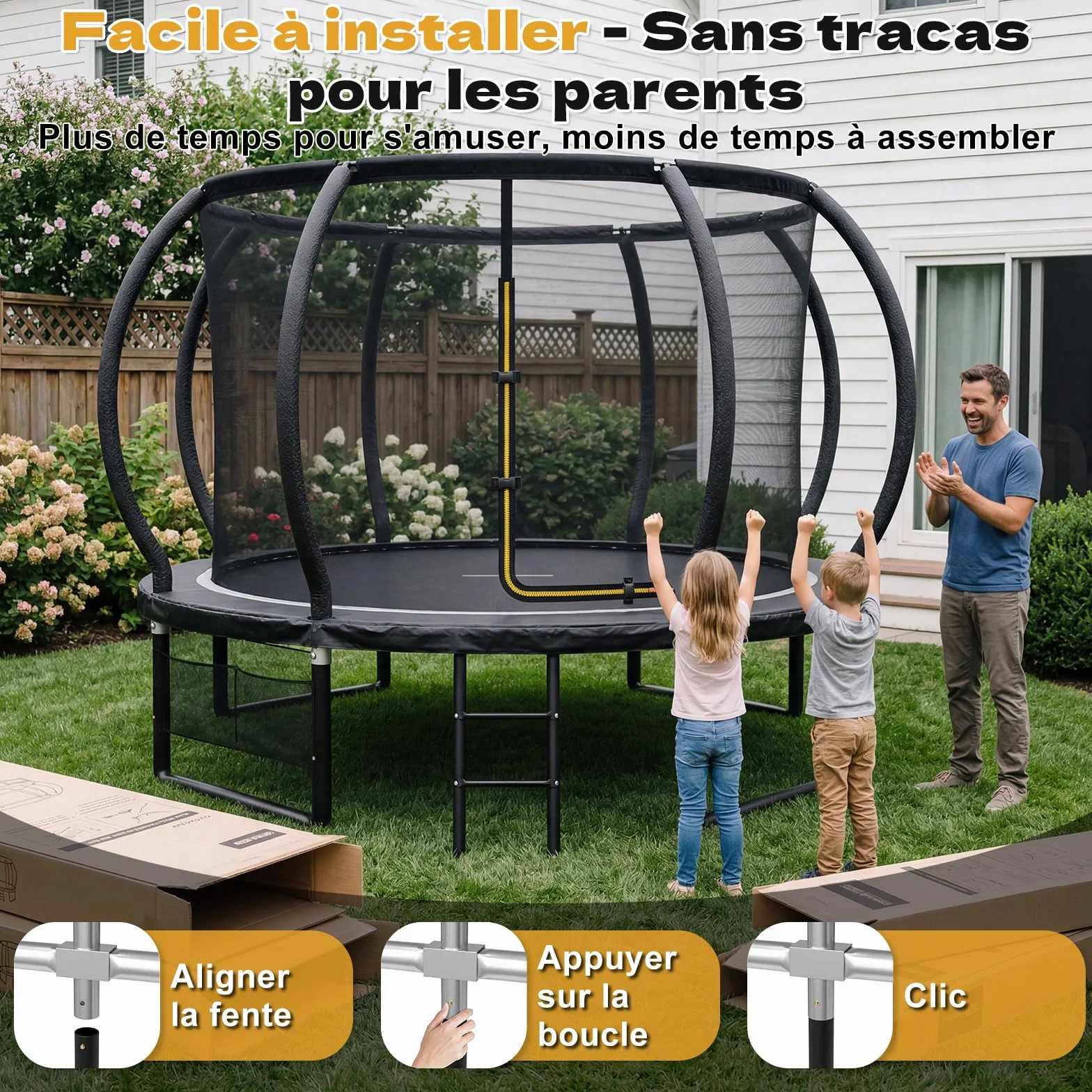 JUMMICO Trampoline d'extérieur Ø 366 cm avec Filet de sécurité certifié GS pour Enfants, capacité 150kg