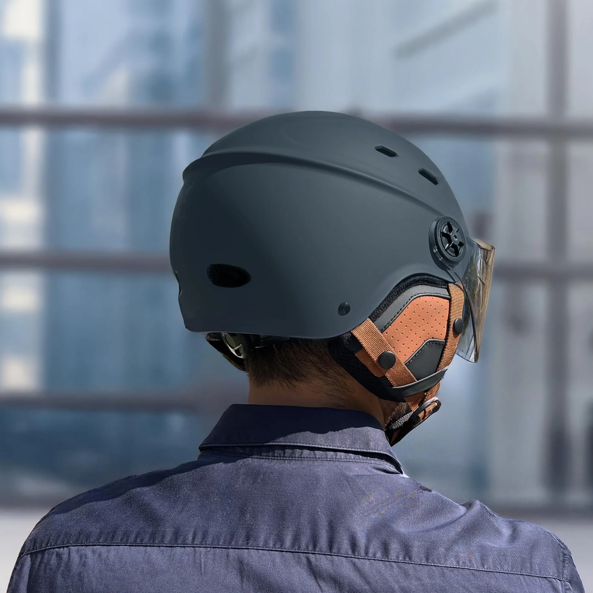 Casque de Protection Vélo Trottinette Electrique T'nB Visière Transparente Réglage Molette Caches-Oreilles Détachables
