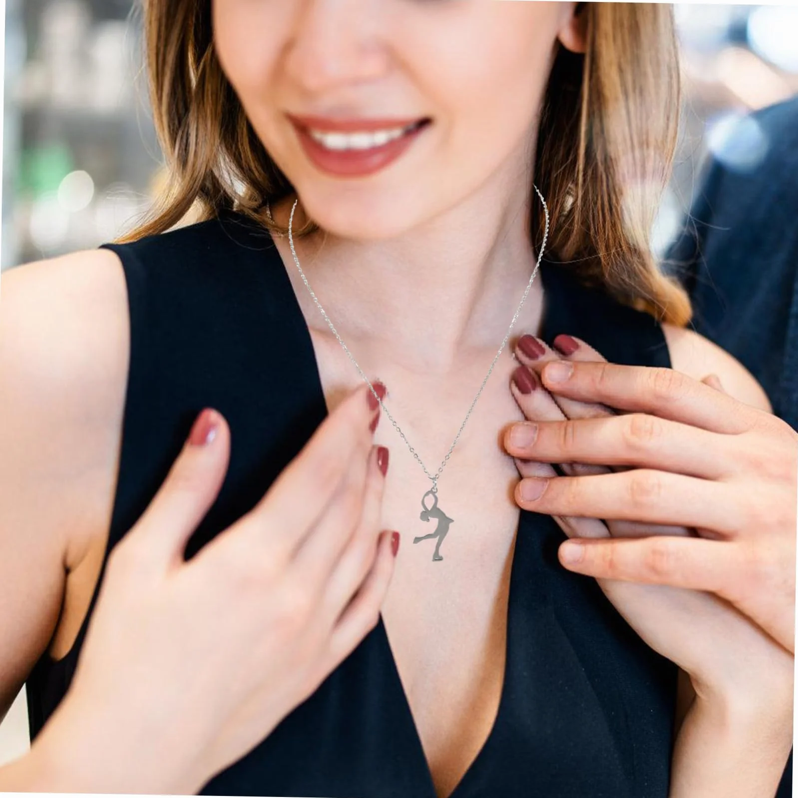 Pendentif Gymnastique en Acier Inoxydable Collier Métal Mixte Chaîne de Cou