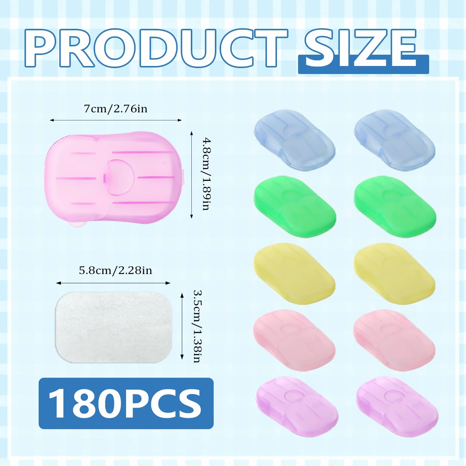 Feuille de Savon Portable 200Pcs, 10 Boîtes Ovales Mini Savon Voyage Solide, 5 Couleurs Savon Antibactérien Jetable