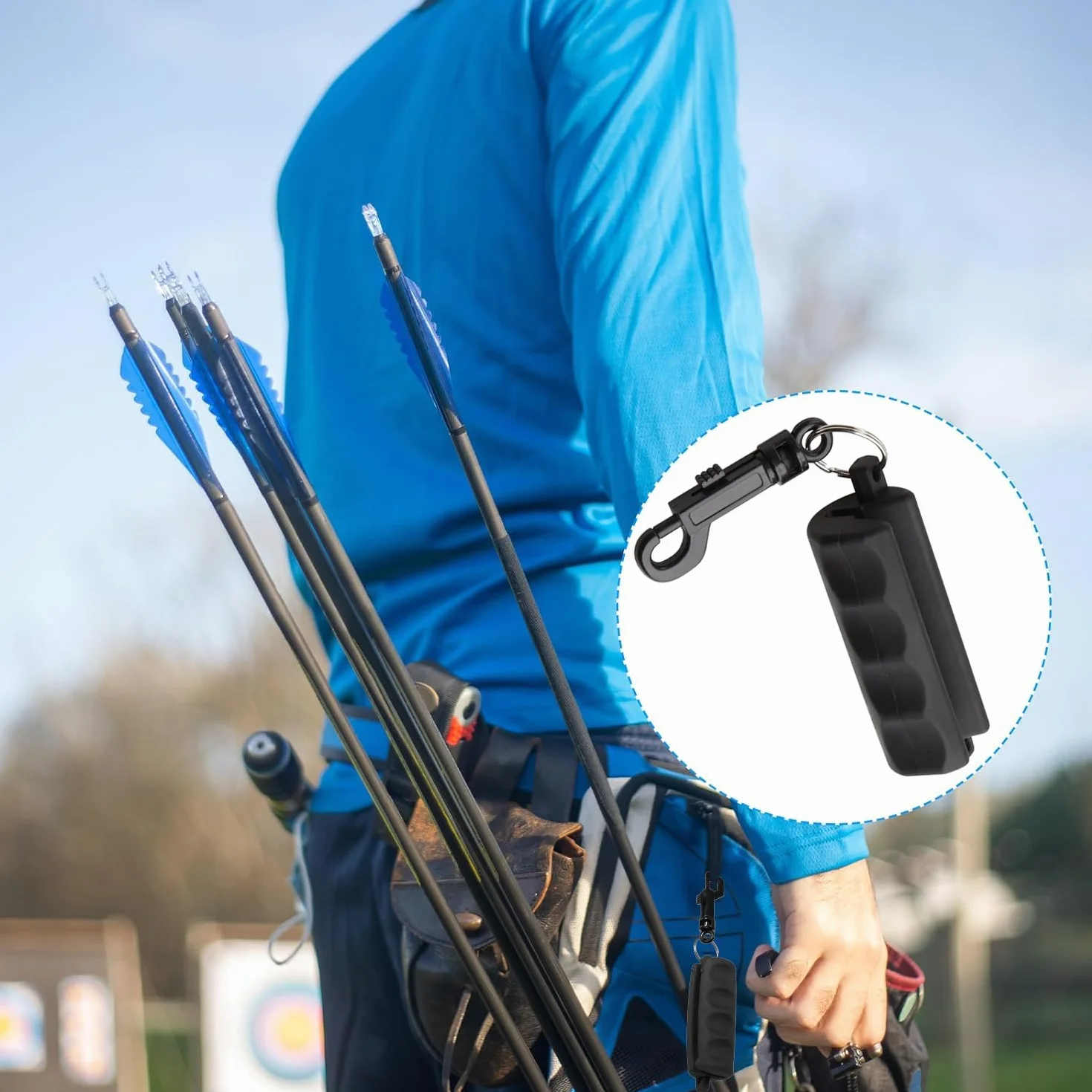 Tige de Tirage d'Arc en Silicone Antidérapante avec Porte-Clés Noir