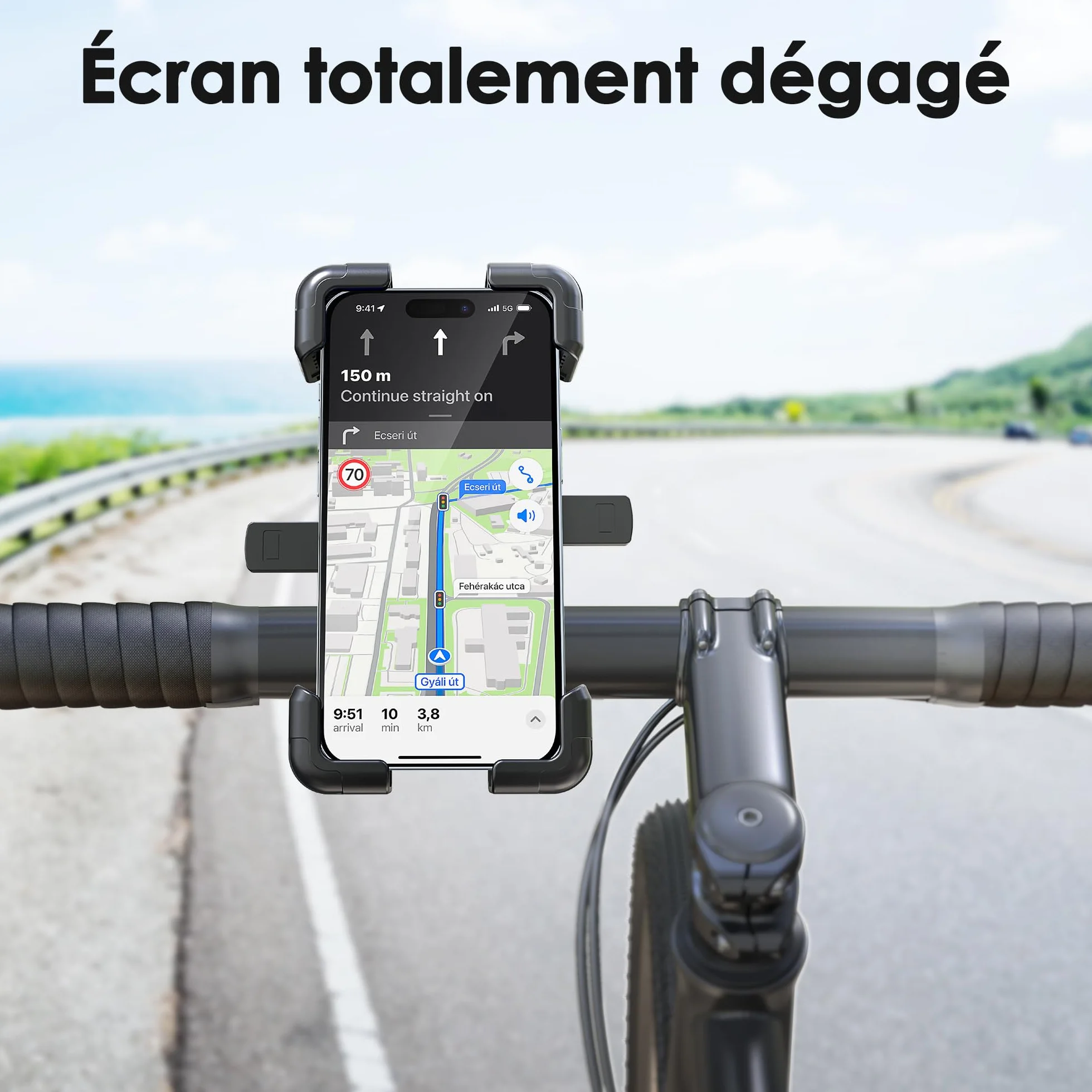 Estralia Support Téléphone Vélo 360° Rotation pour Téléphone 5.5-7.0 Pouces, Compatible Trotinette Scooter VTT