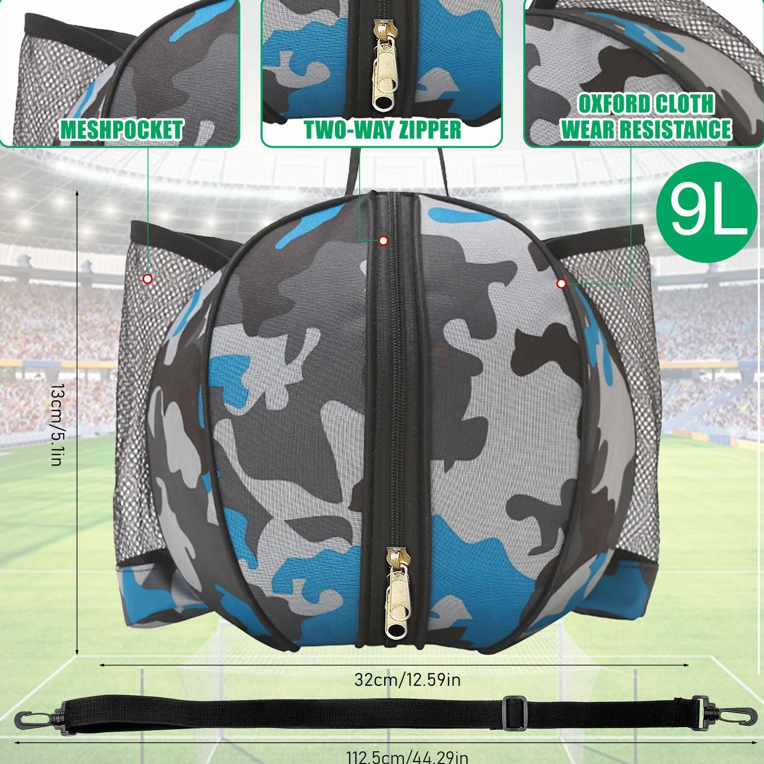 Sac de Basketball avec Bandoulière et Poche pour Ballon de Basket, Volleyball et Football