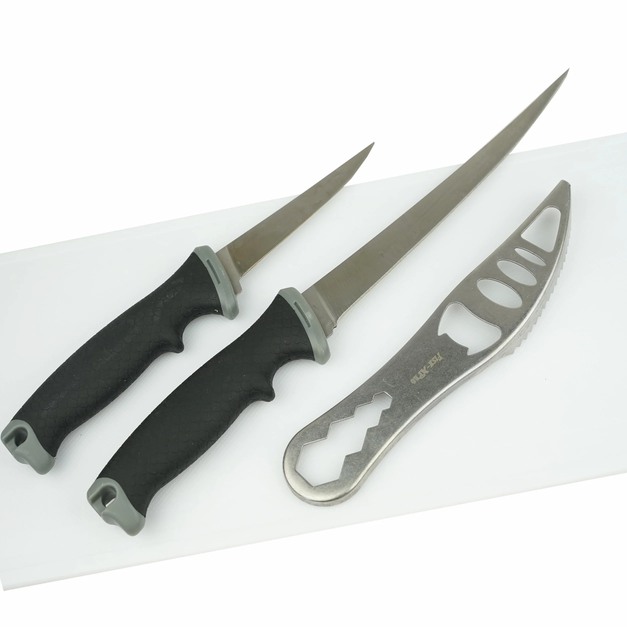 Kit de filets de poisson 4 pièces - Couteau à filet en acier inoxydable avec écailleur et planche à découper