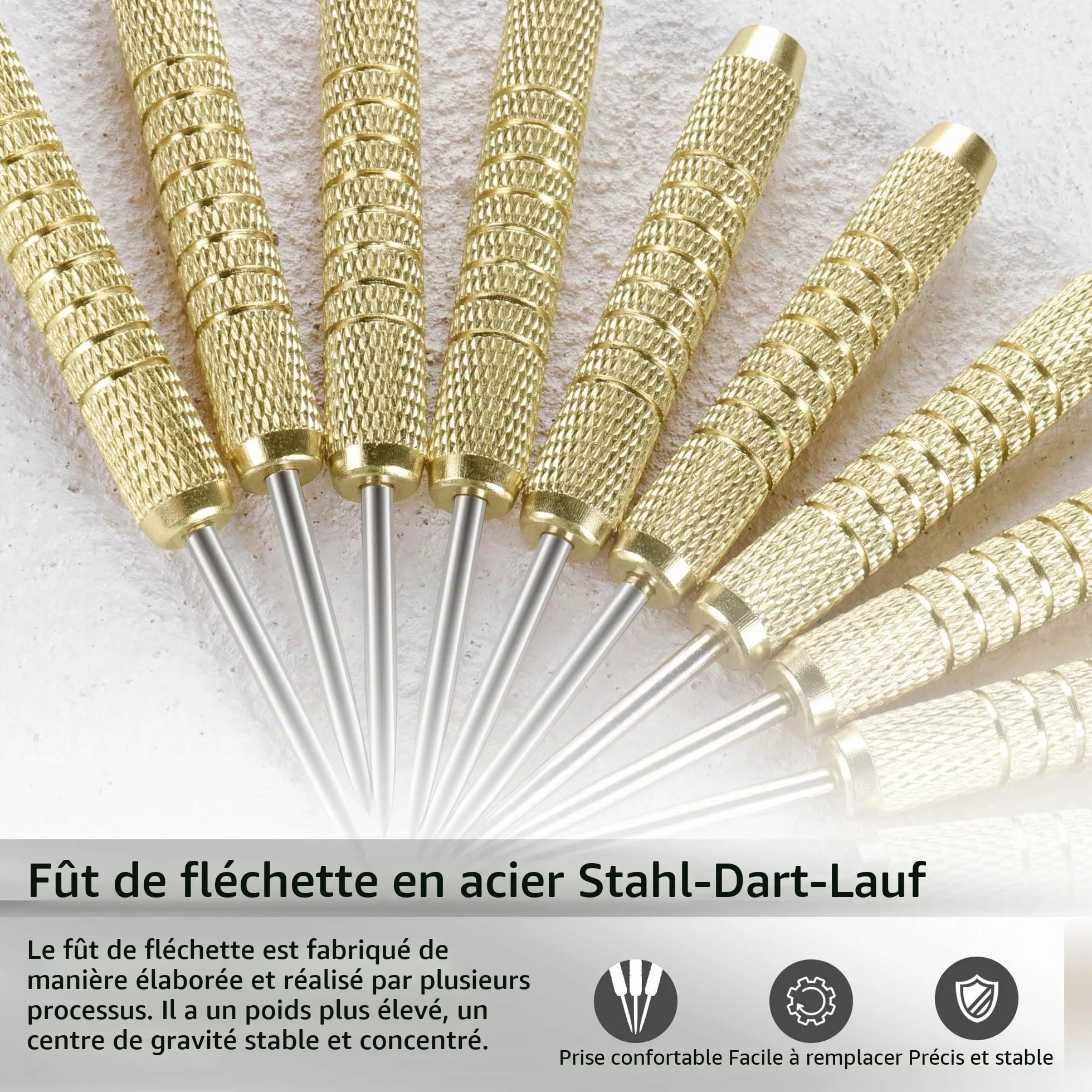 Fléchettes Pointe Acier 12 pcs, Jeu de Fléchettes Métal avec 4 Couleurs d'Ailettes