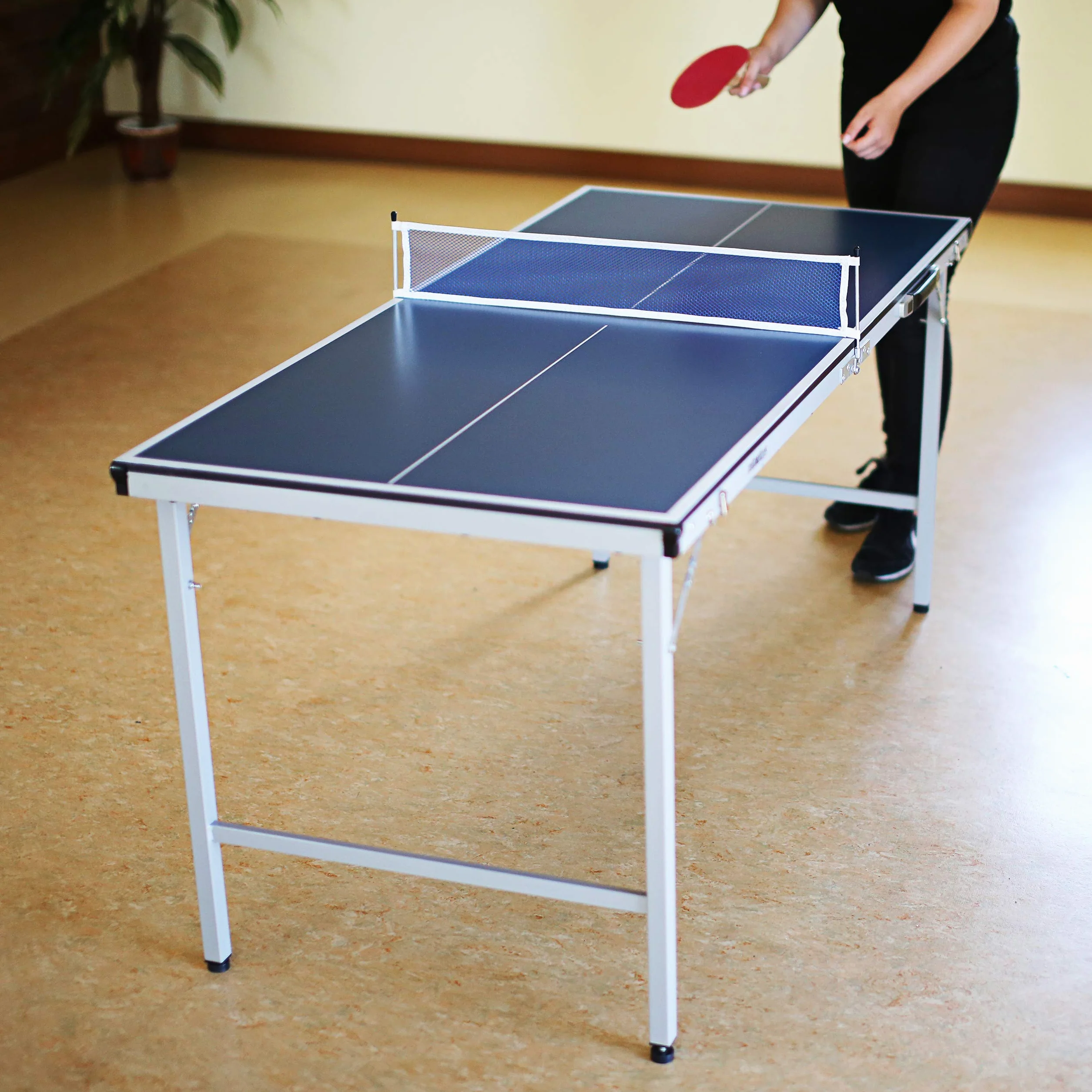 Relaxdays Table de ping-pong pliante 150 x 67 x 71 cm Bleu Argenté Noir