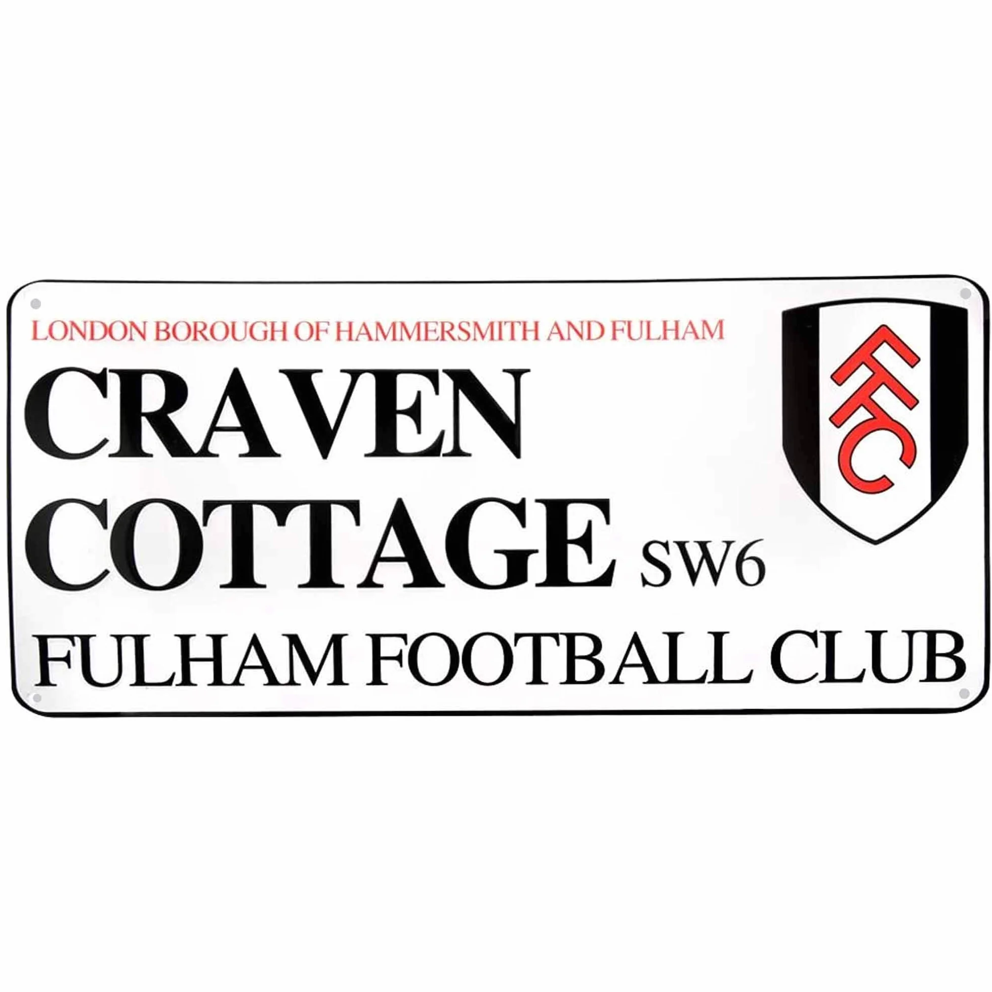 Fulham FC Craven Cottage Plaque de rue en métal Motif stade 40 x 18 cm