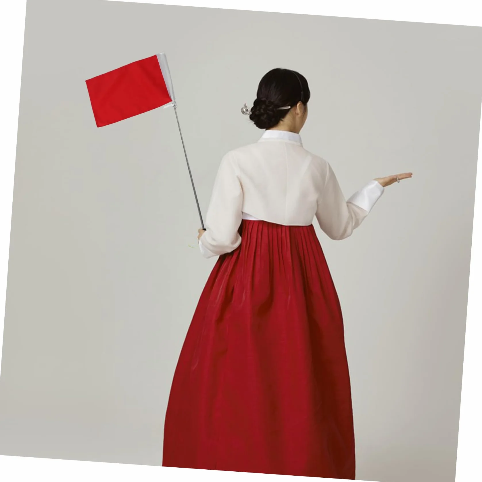 GARVALON Drapeau à Main Rouge Léger Polyester Télescopique Guide Touristique