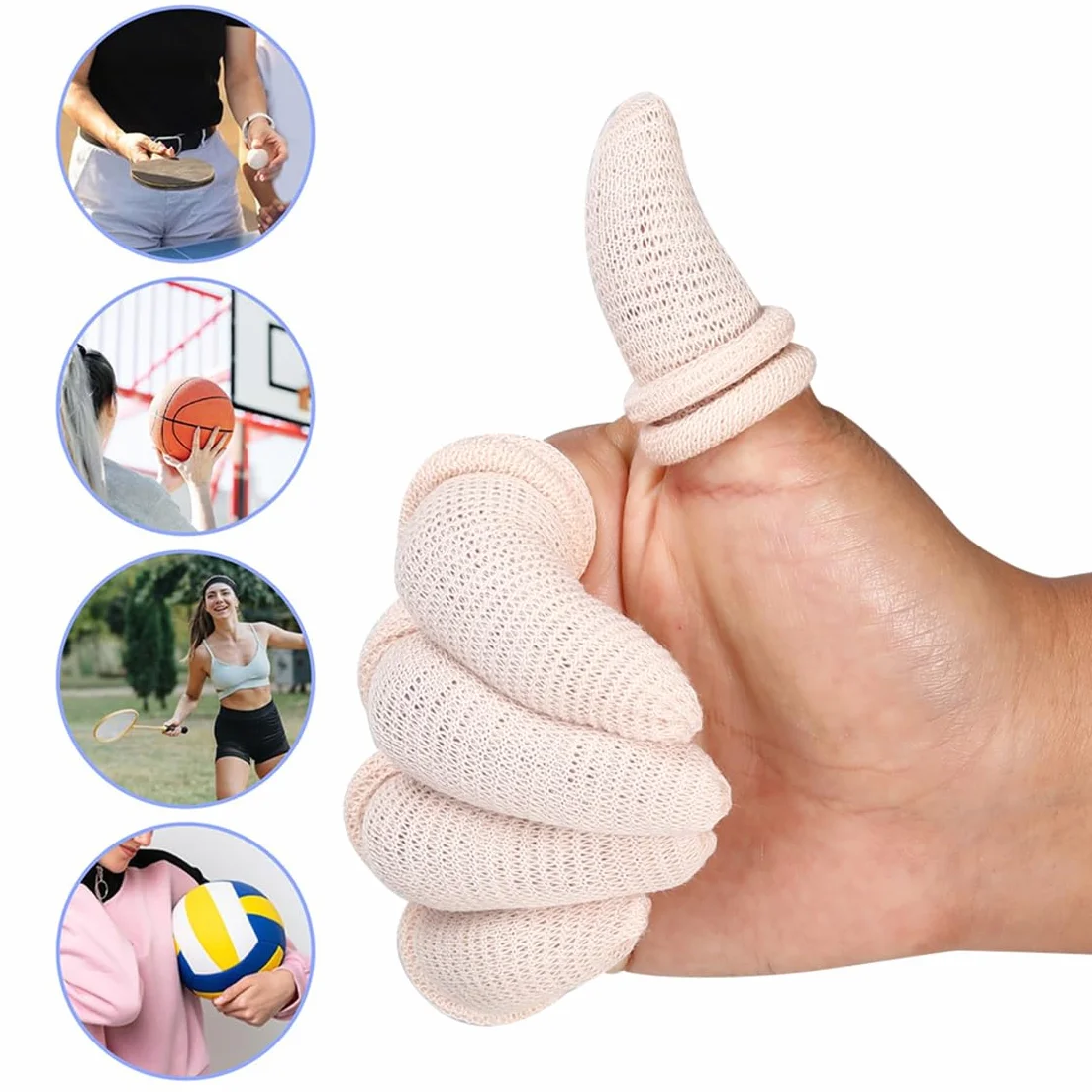 Lot de 30 protège-doigts tubulaires respirants en coton extensible - Protection du bout des doigts