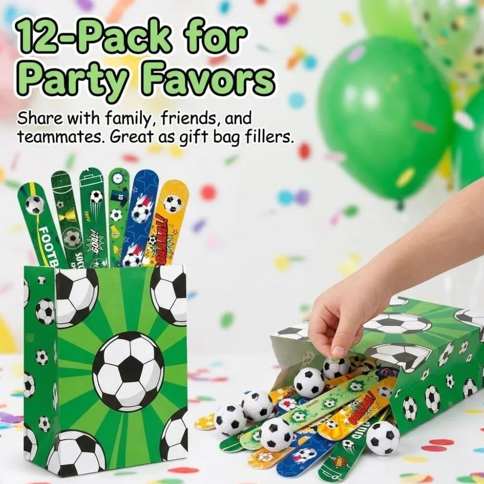 Lot de 12 Bracelet Claquant Football, Accessoires de Supporter pour Stade, Décoration de Fête pour Adultes