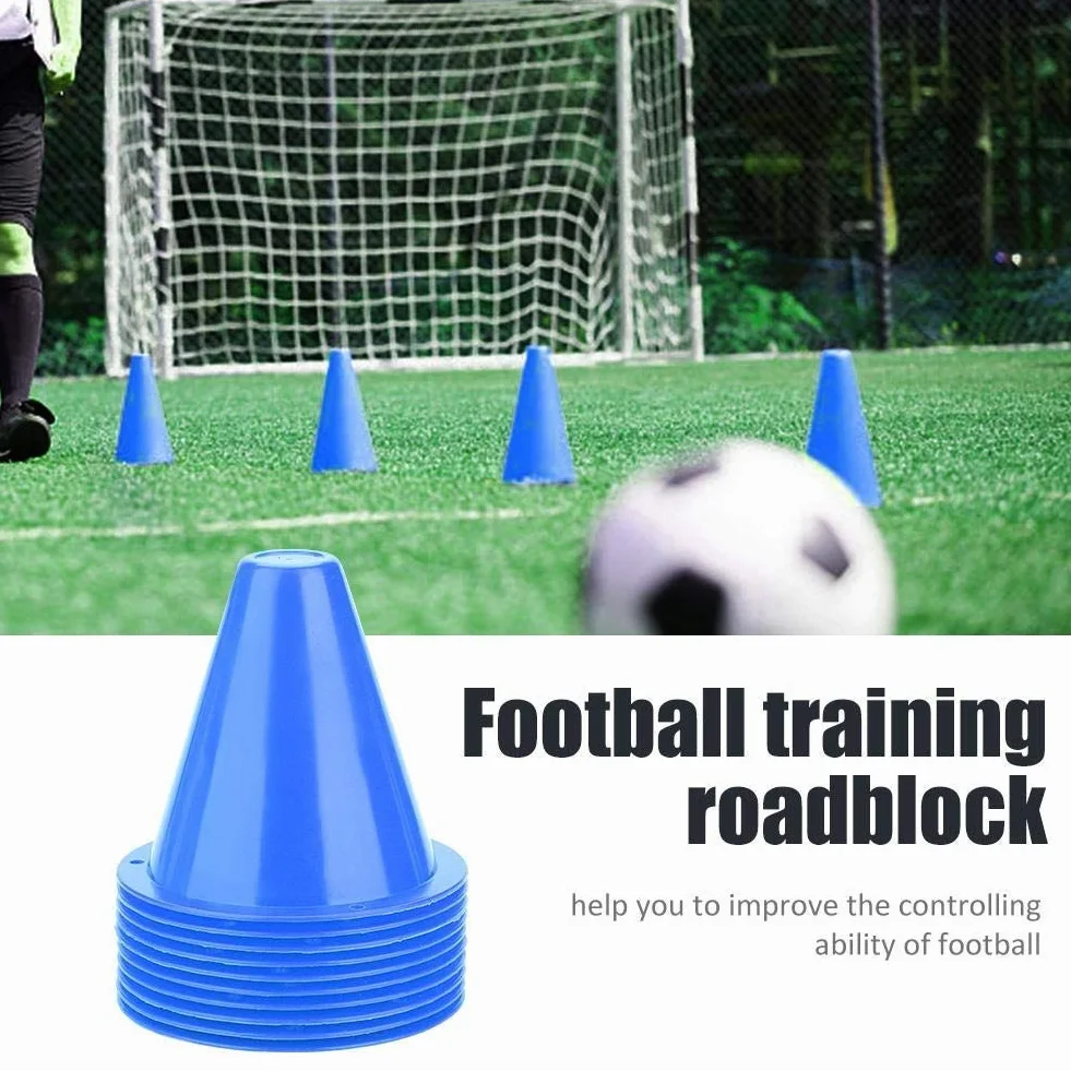 Broco 10pcs Football Cône en Plastique Porte-barrières Marqueur Bleu