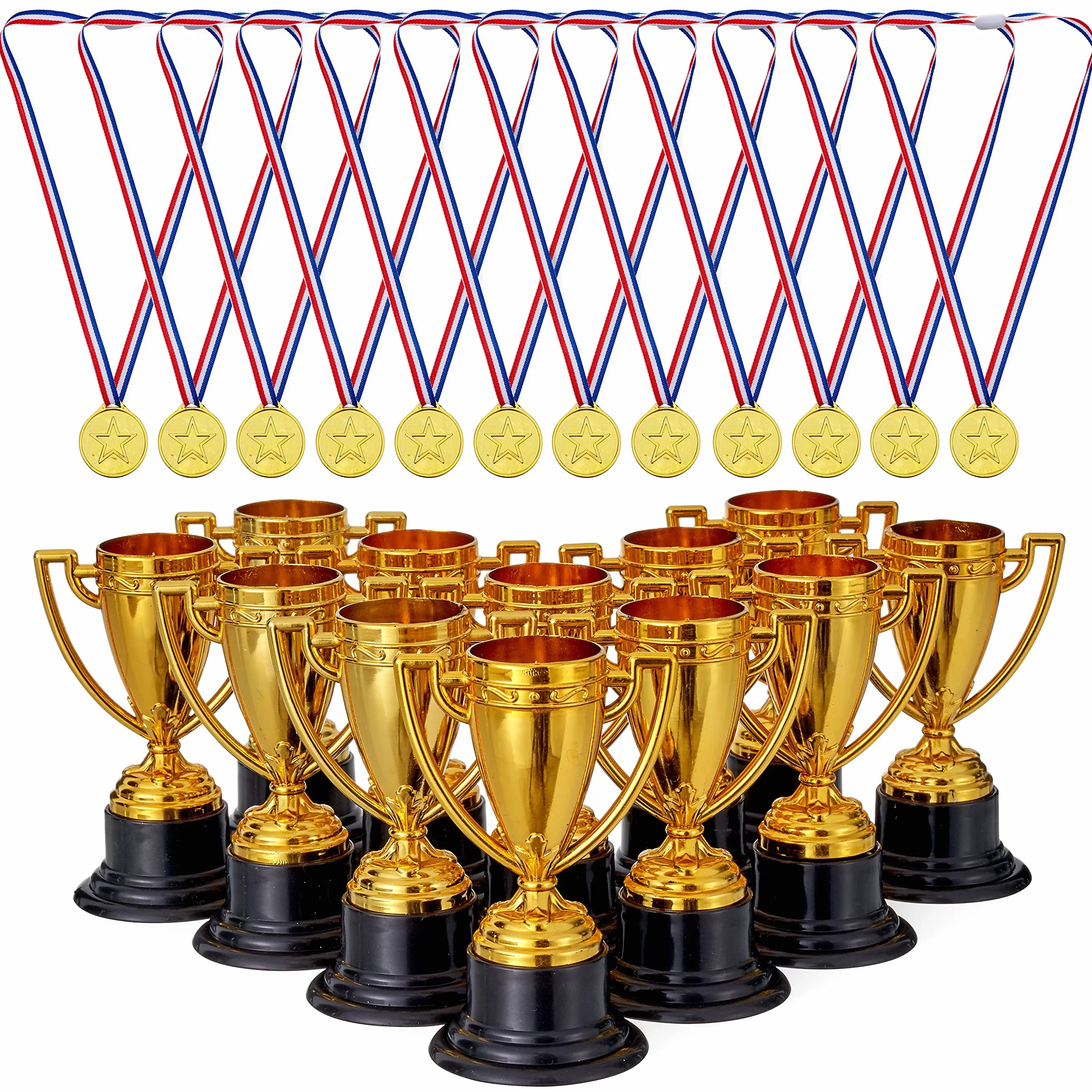 THE TWIDDLERS 24 Pièces Mini Trophées & Médailles pour Fête Enfants, Sport Scolaire, Tournoi