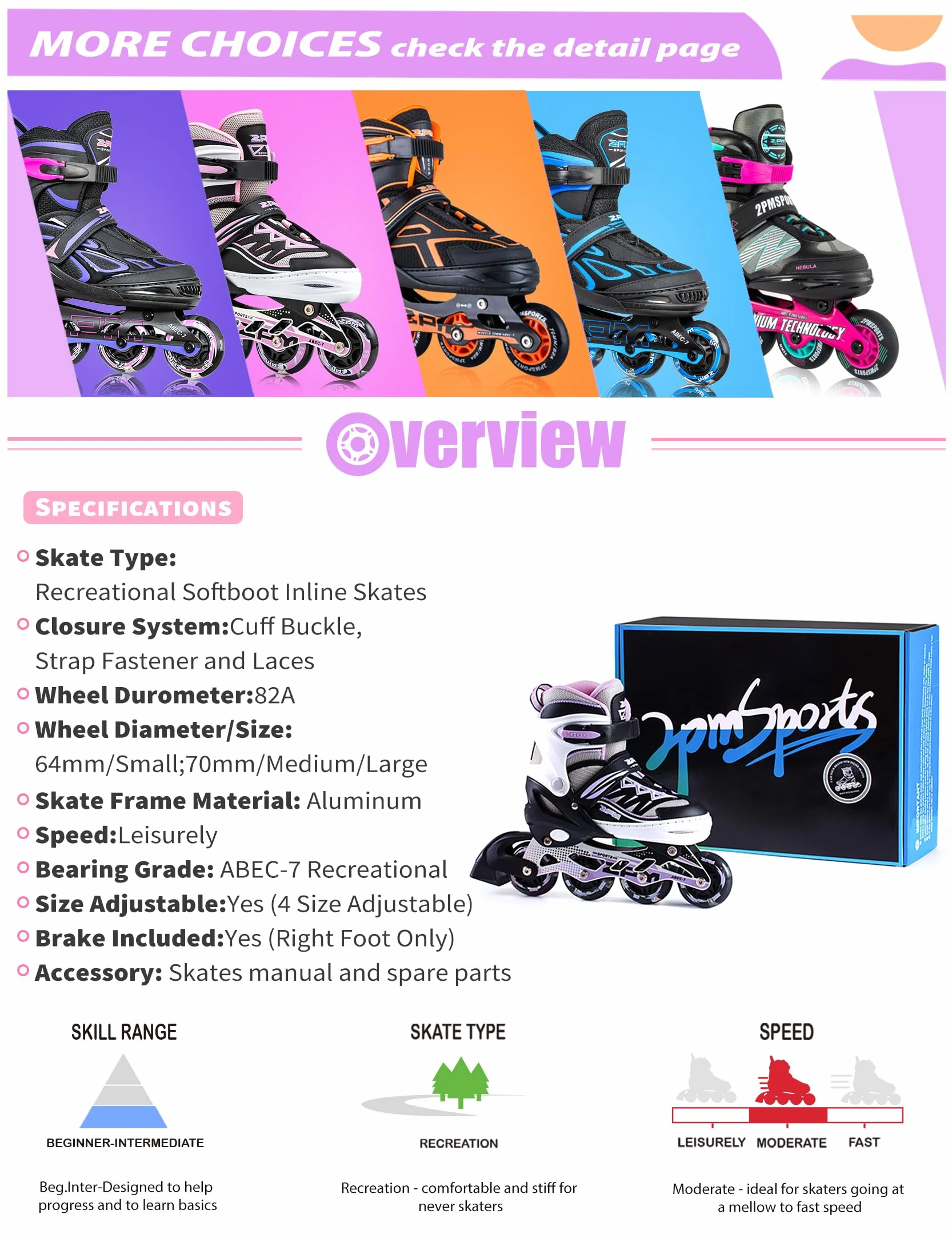 Cytia Patins en Ligne à Roues LED Taille Réglable pour Enfants, Femmes et Hommes