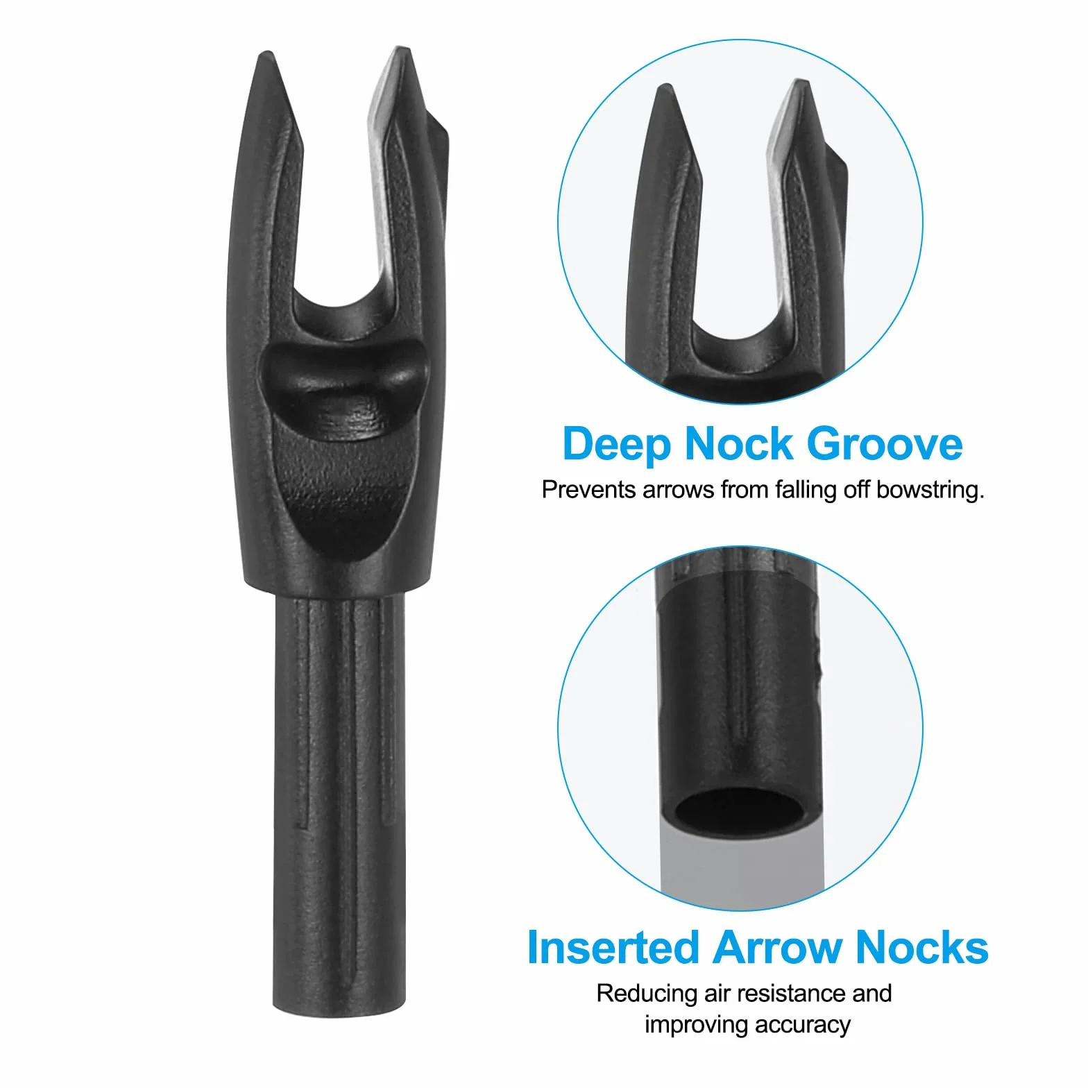 PATIKIL Encoches de Flèche d'Archerie 4,2 mm 0,165", 50 Pièces Insert Arrow Nock Replacement pour Flèches de Chasse Arc Composé Arc Recurve, Noir