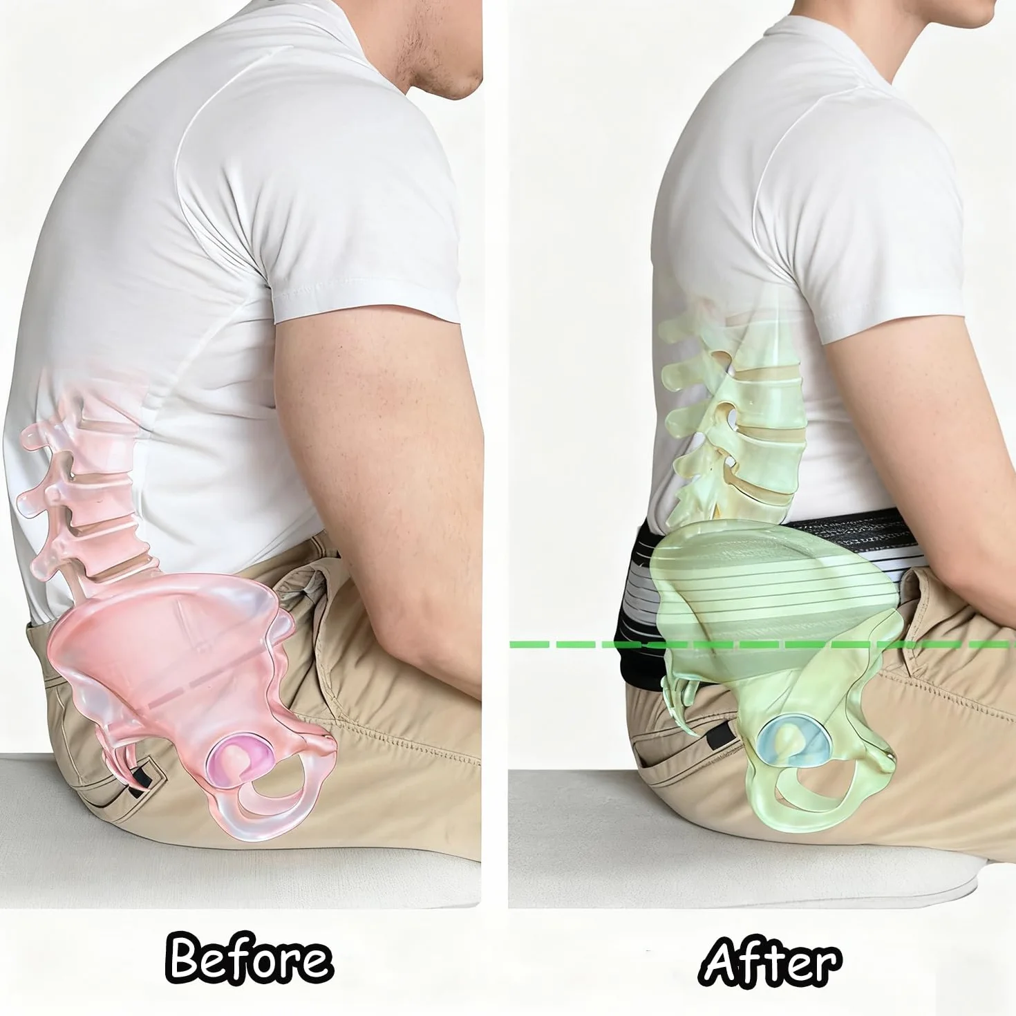 Ceinture de Soutien Sacro-Iliaque Lombaire, Stabilise Hanche, Soulage Douleurs Sciatiques Pelvienne Dos Grossesse