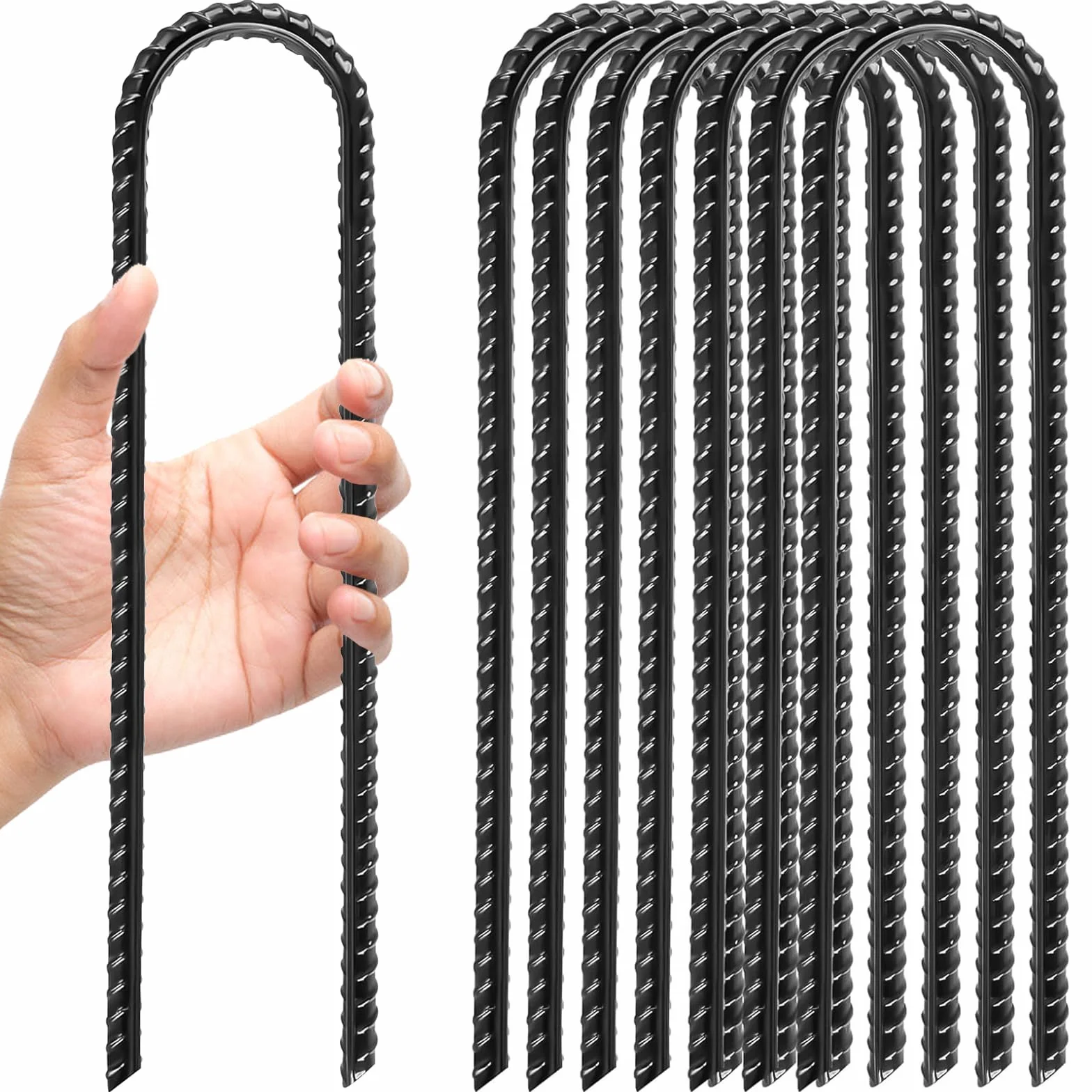 Piquets de Tente en Acier Galvanisé 30cm avec Crochets - Sardines de Fixation Résistantes pour Camping, Auvents, Trampoline
