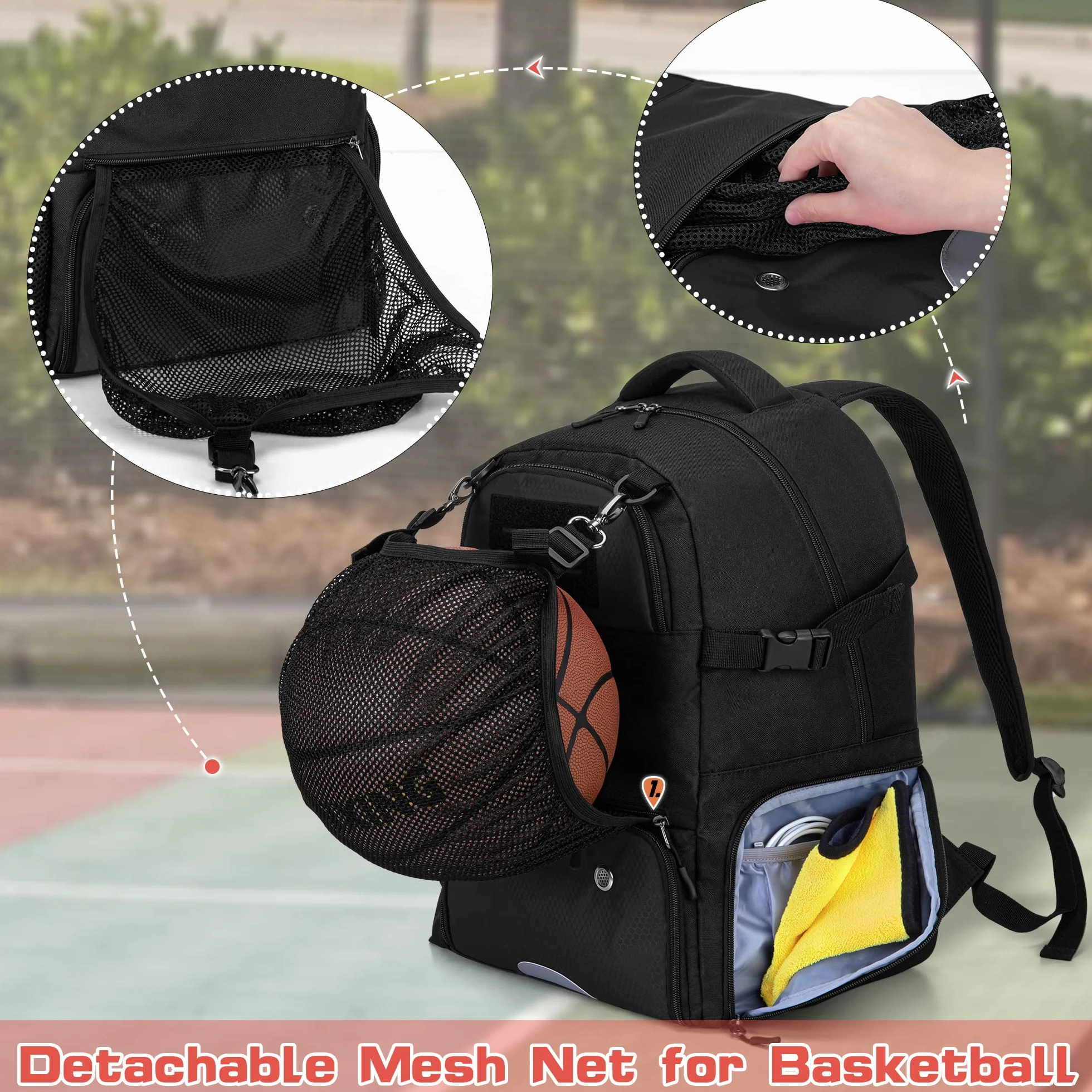 DSLEAF Sac de Basket-Ball avec Filet Extérieur et Compartiment à Chaussures
