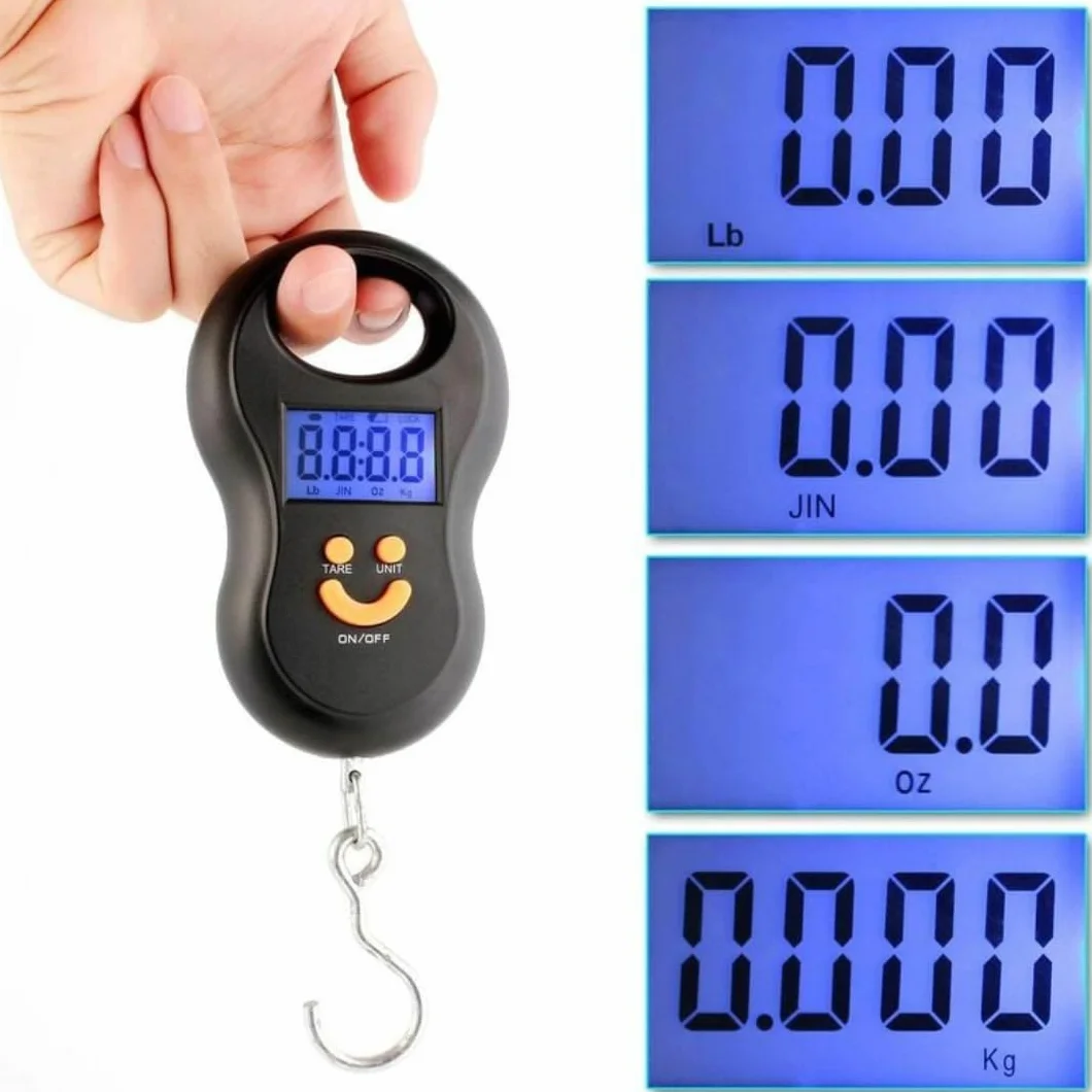 Balance de Pêche Électronique Portable 40 kg avec Crochet Digital, Écran LCD Rétroéclairé, Précision 10g, TARE & HOLD