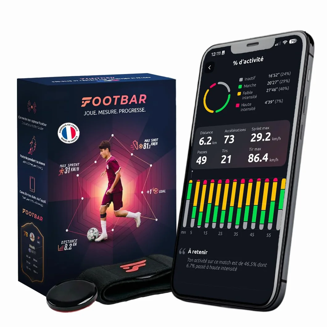 Footbar Meteor Tracker d'activité Football Analyse Statistique Performance Style de Jeu Compatible iOS Android