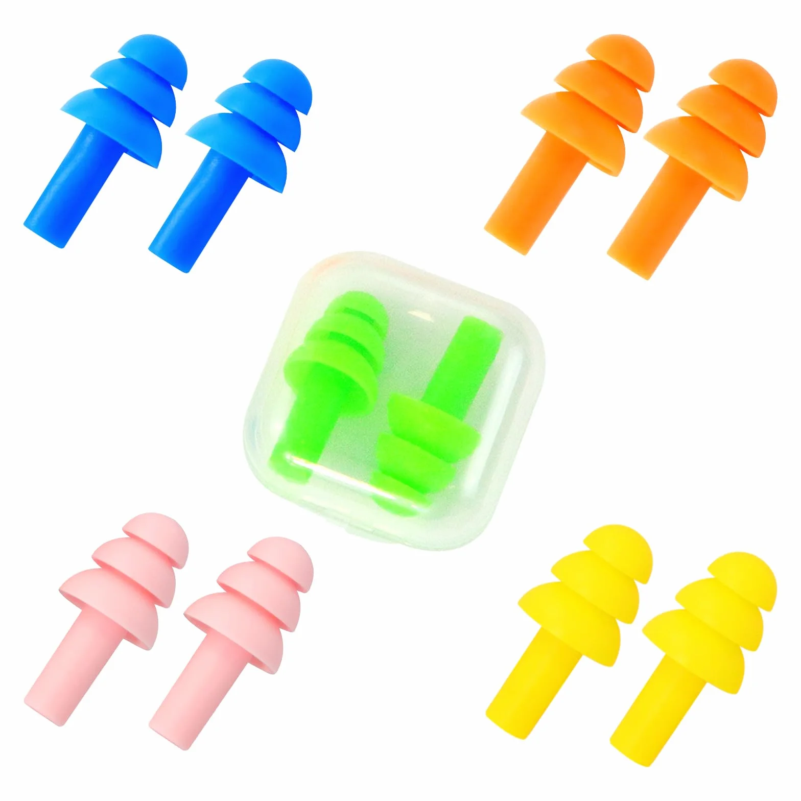 Bouchon D'oreille Réutilisables Anti Bruit 5 Paires pour Sommeil Natation Douche Protection Auditive