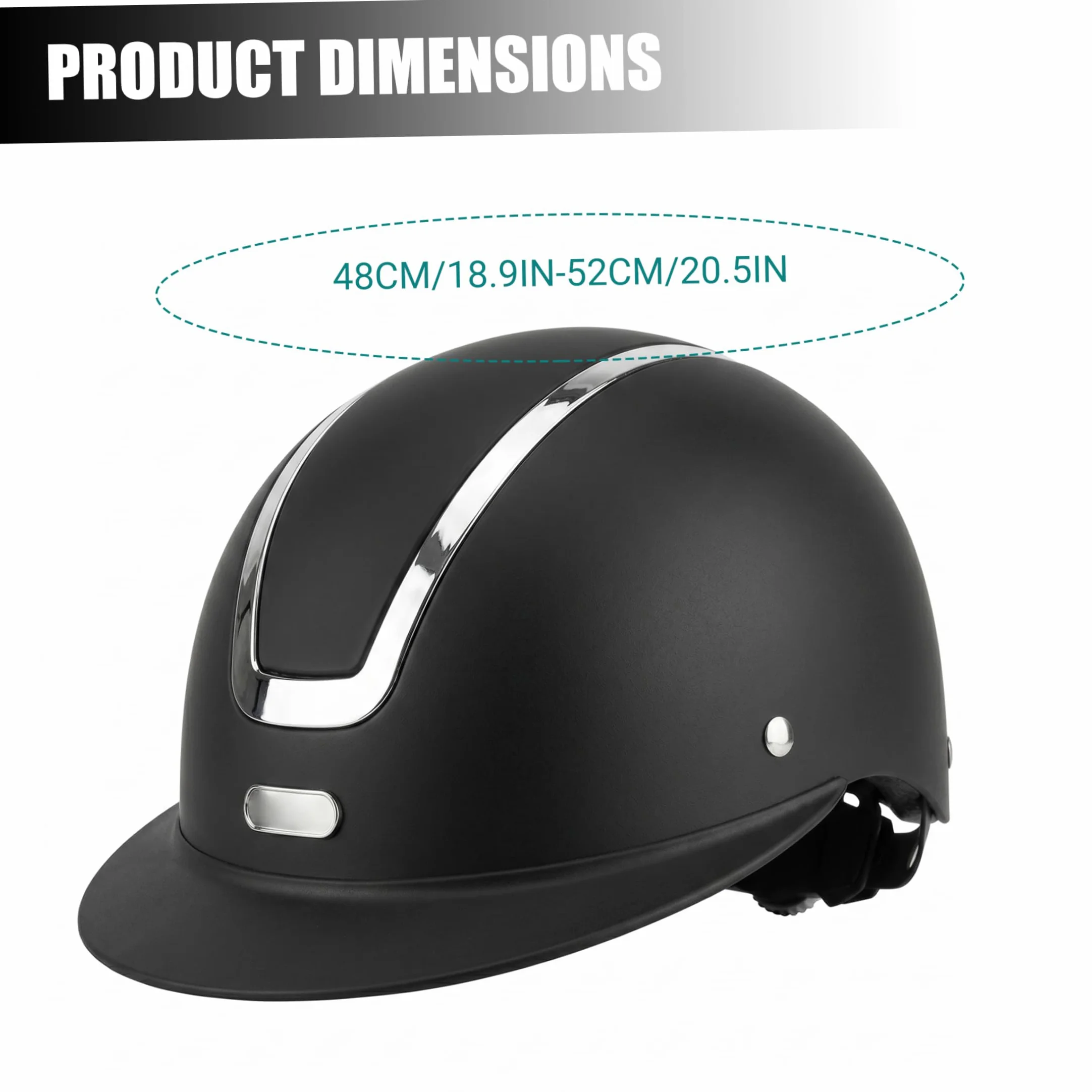 Casque d'équitation Enfants résistant aux Chocs Plein air Noir Mat ajustable 48-52cm