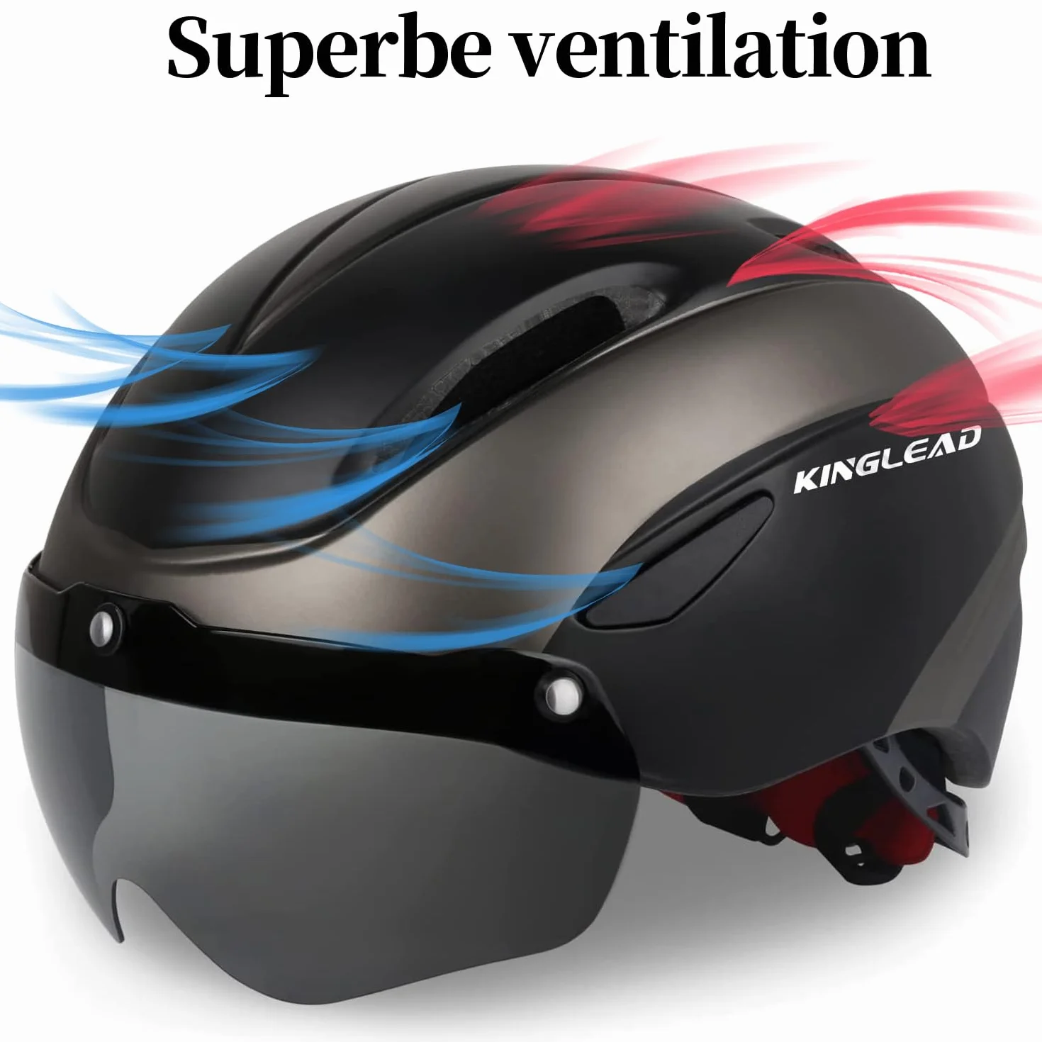 KINGLEAD Casque Vélo Homme Femme MTB Visière Magnétique Amovible Respirant Ultraléger Ajustable