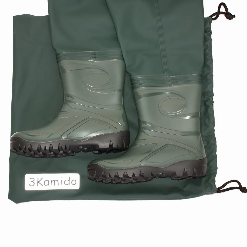 Jeunesse Cuissardes de pêche Waders Junior Noir Vert 36-39 EU Bretelles durables Bottes Poitrine échassiers Semelle Solide Sac Transport