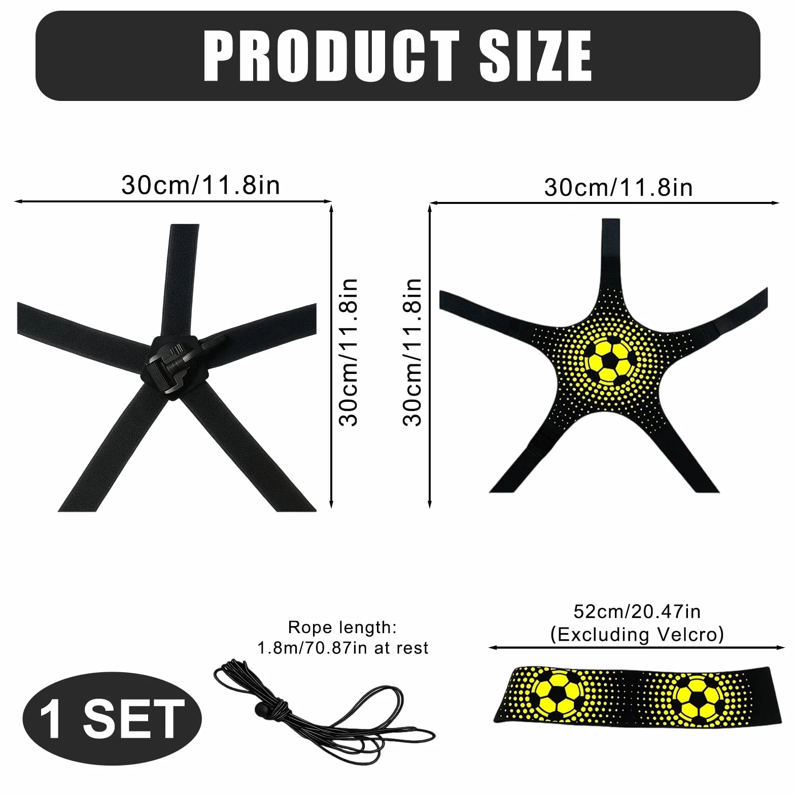 Entraîneur de Football Solo pour Enfants et Adultes - Aide au Jonglage et Contrôle de Balle - Ceinture Réglable avec Sangle Élastique pour Ballons Taille 3-5