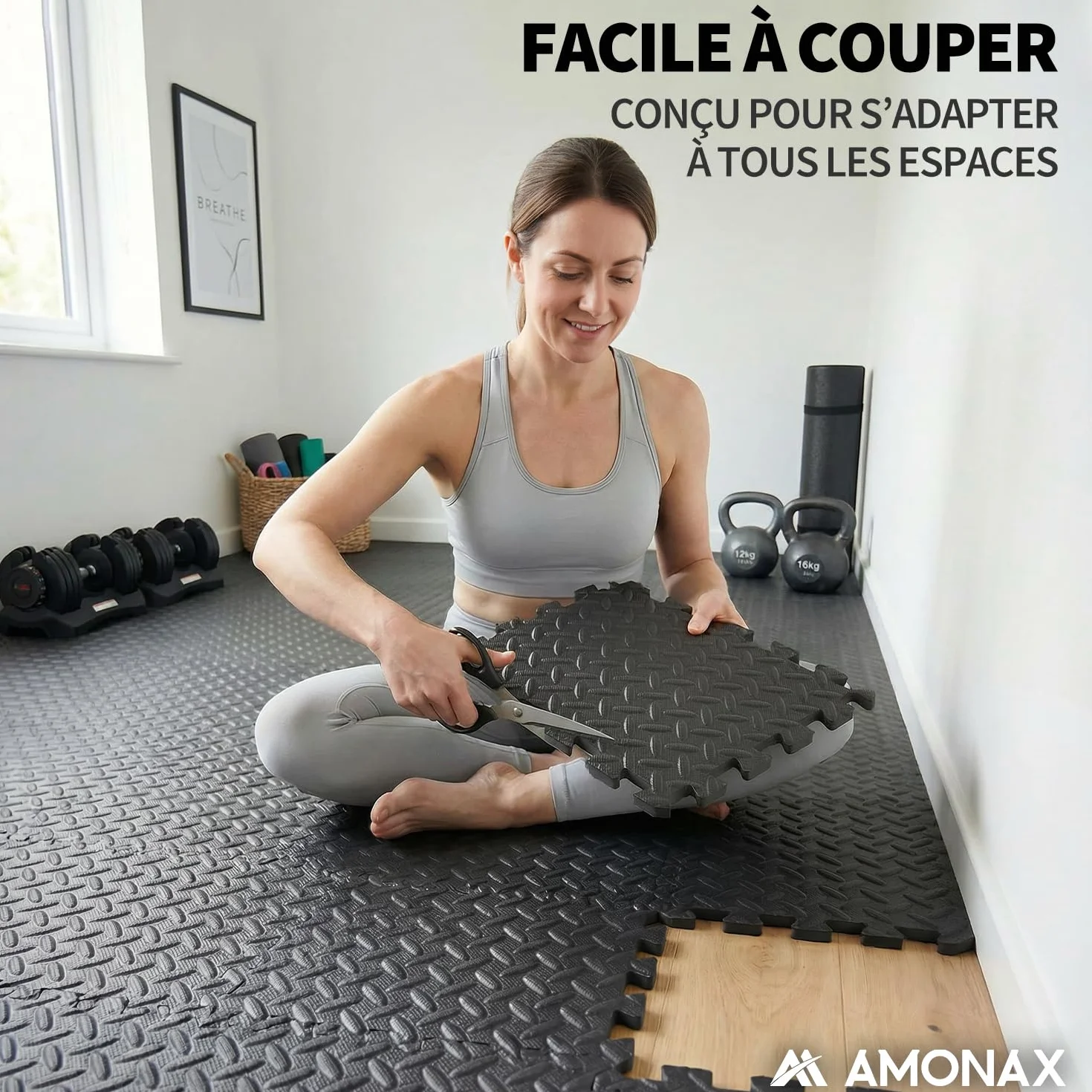 Amonax Tapis de Sport Eva 30x30 cm Dalle Garage Tatami Puzzle Protection Sol Fitness