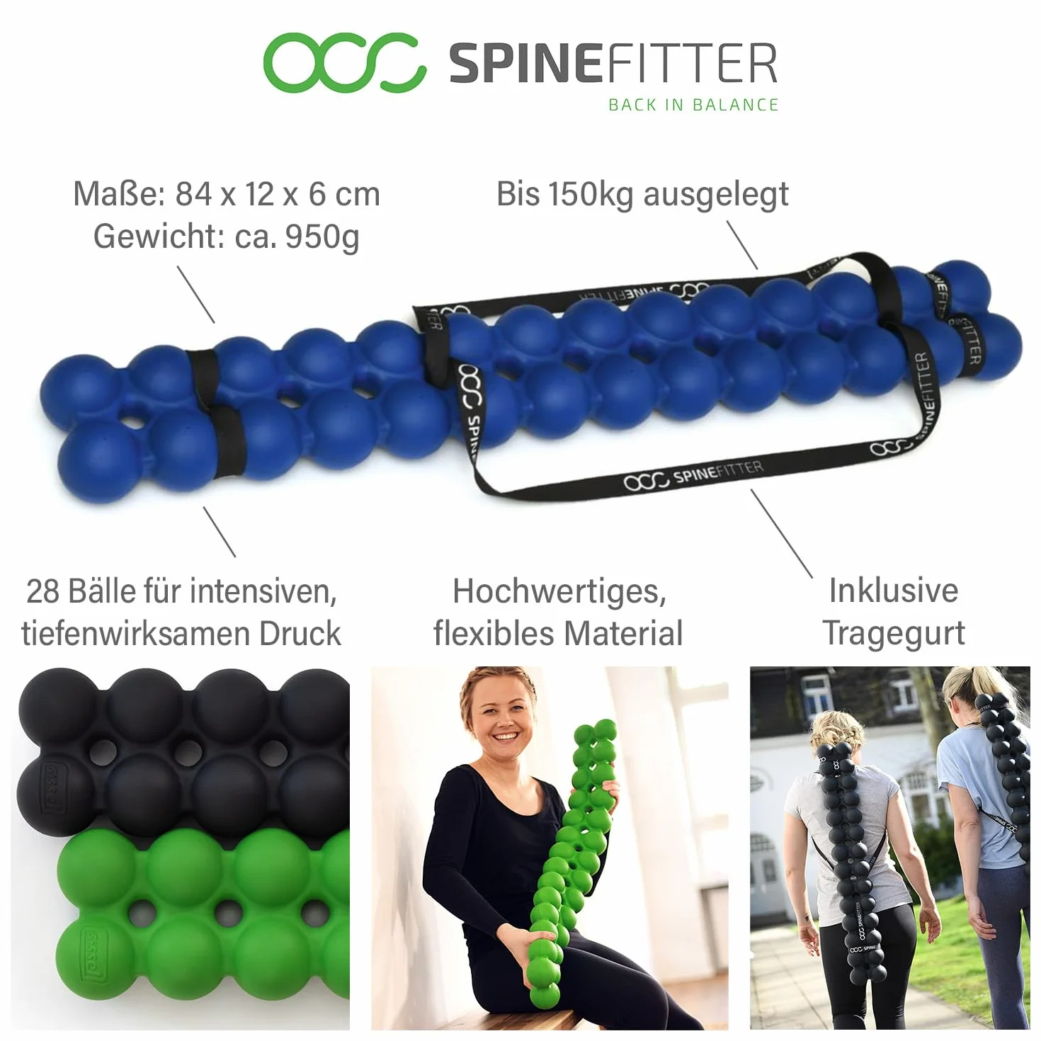 Sissel Spinefit Appareil de massage dos bleu soulager tensions blocages Pilates Yoga colonne vertébrale maison