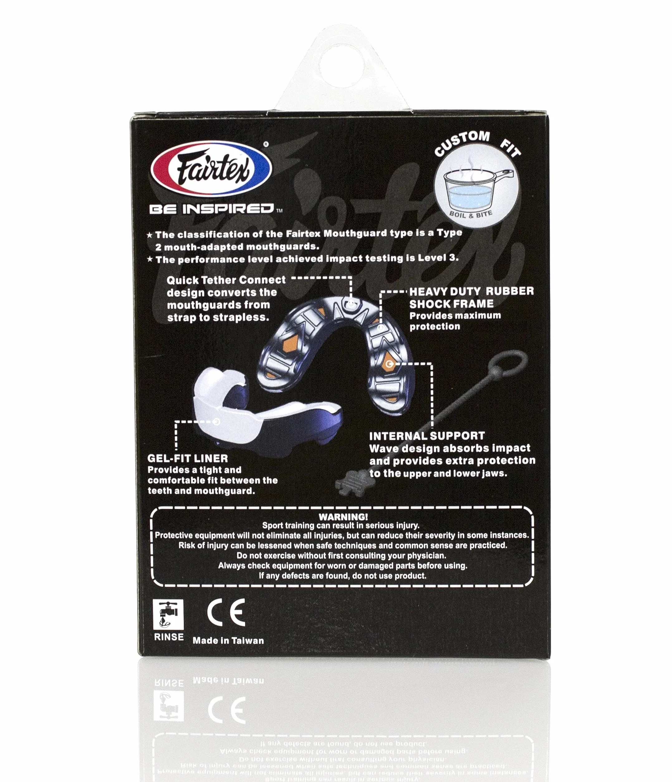 Fairtex Mg3 Gel Plat Guard CE Muay Thai Kickboxing MMA, noir