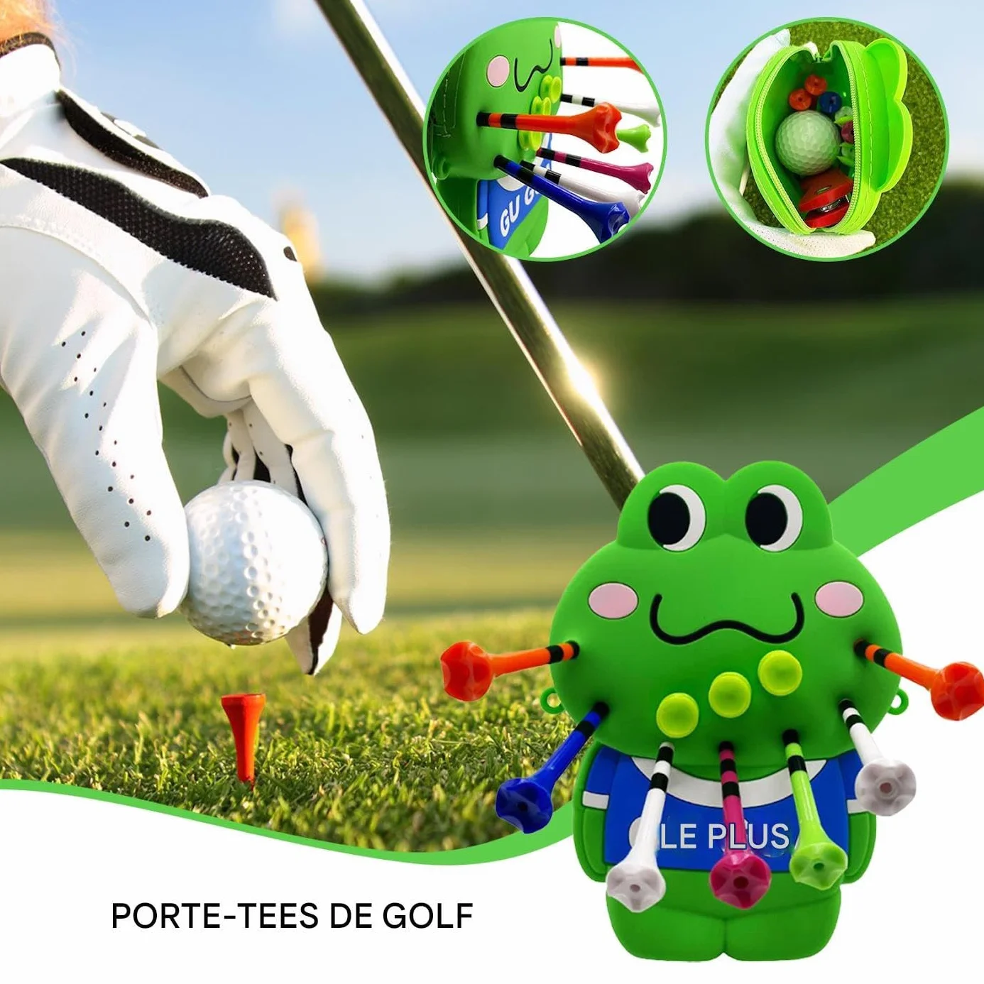 Pochette de Stockage pour Tees de Golf Hommes, Porte-Balles Frog, Organisateur Accessoires Entraînement