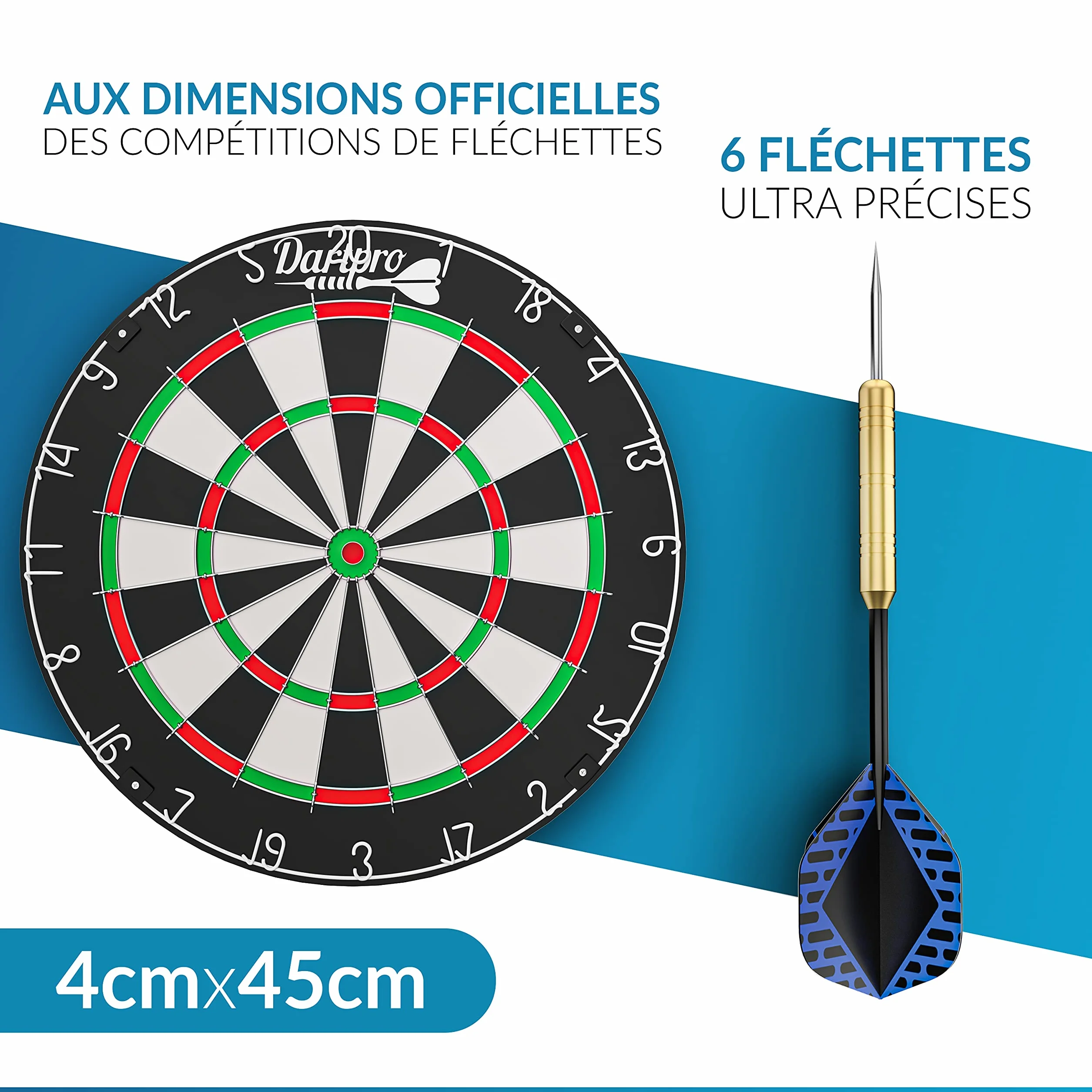 DartPro Jeu de fléchettes professionnel en sisal autorégénérant fils extra fins