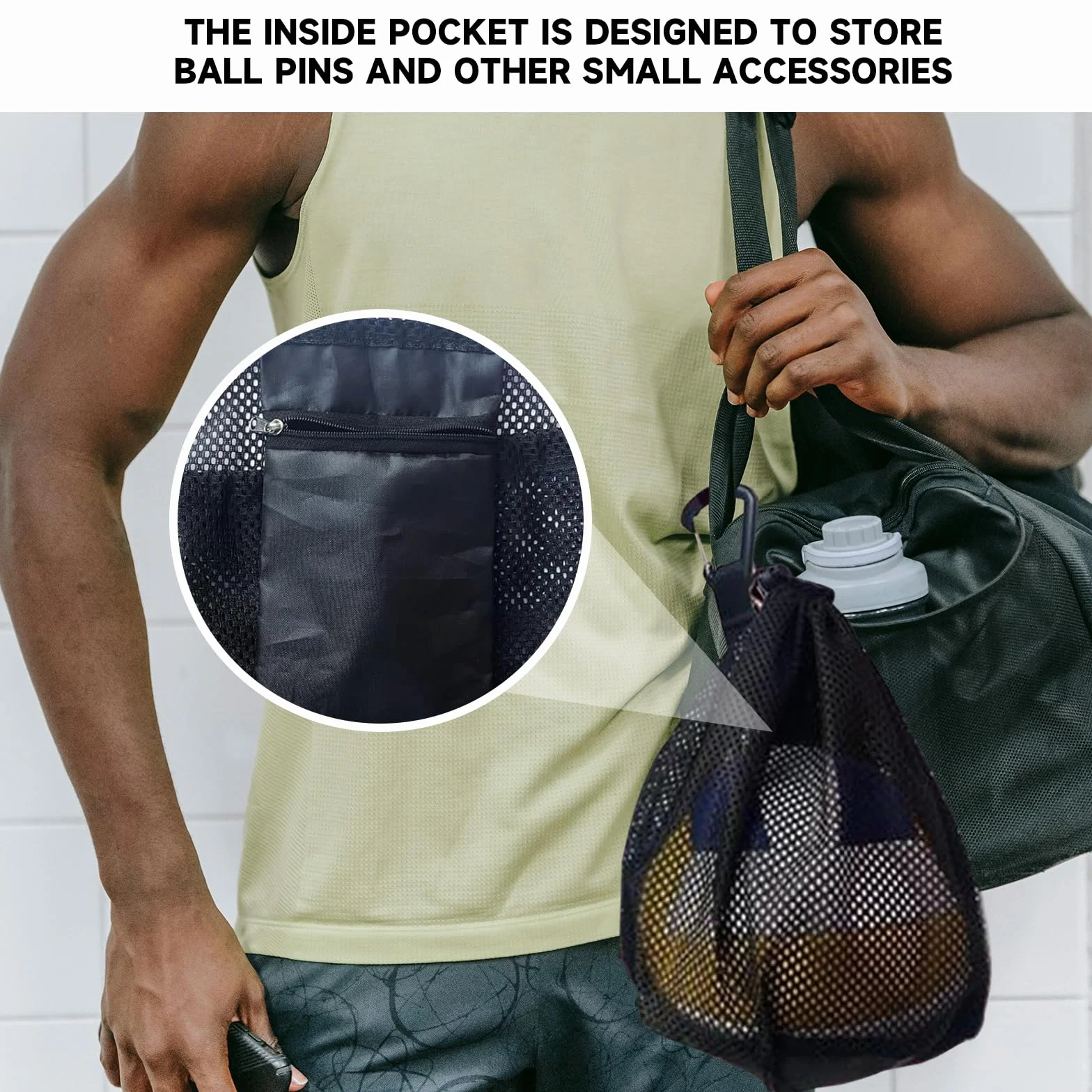 Sac à Ballon de Foot avec Pompe à Air – Filet Sportif Pliable pour Football Taille 5, Basket-Ball & Volley-Ball