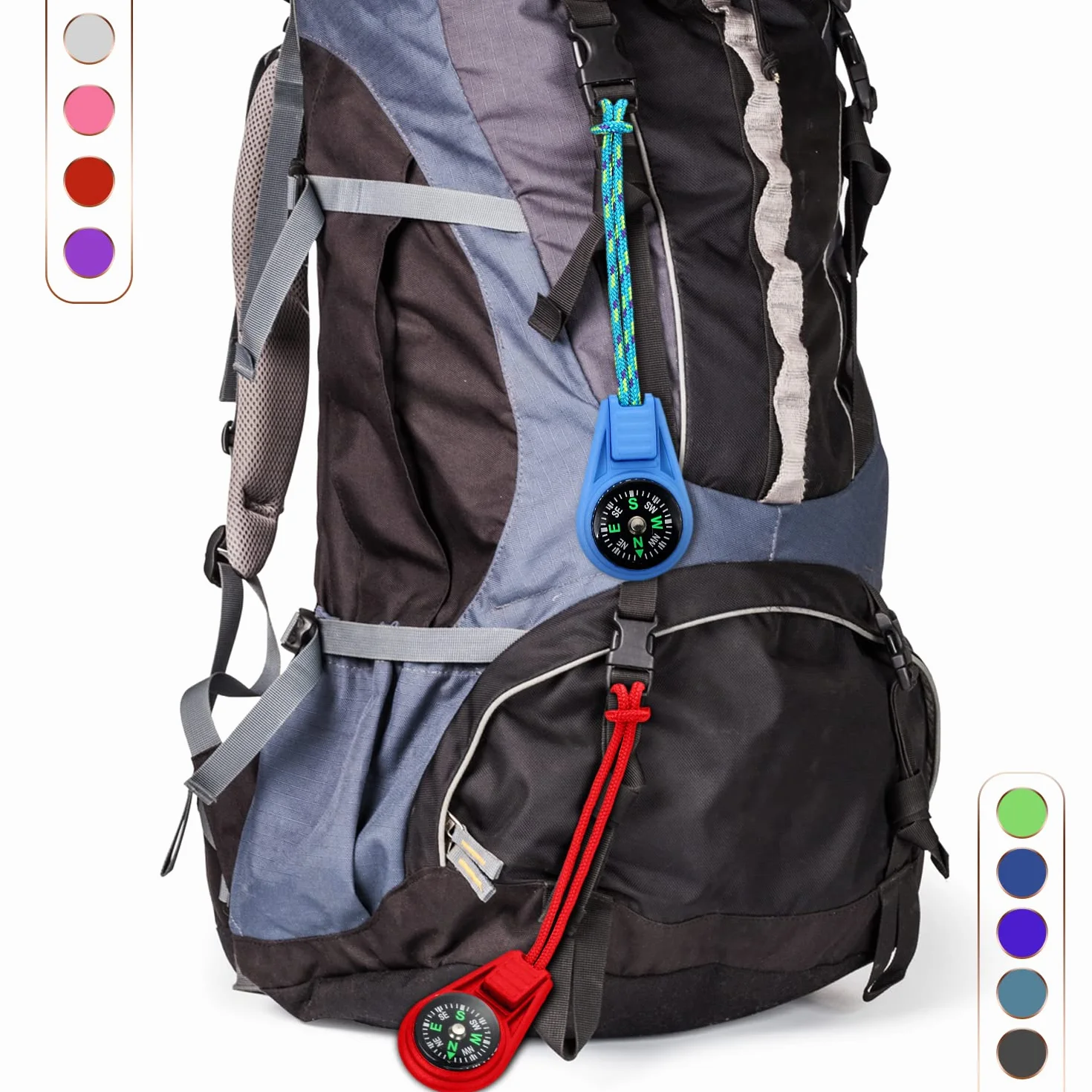 Mini boussoles de survie multicolores lot de 36 pour camping randonnée rempli de liquide
