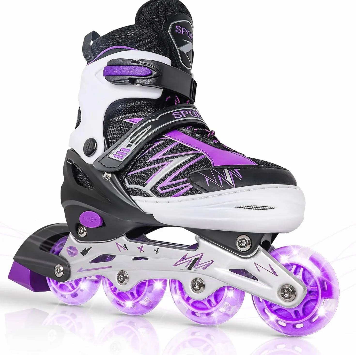 Patins à Roues alignées Ajustables pour Enfants avec Roues Lumineuses, Débutants