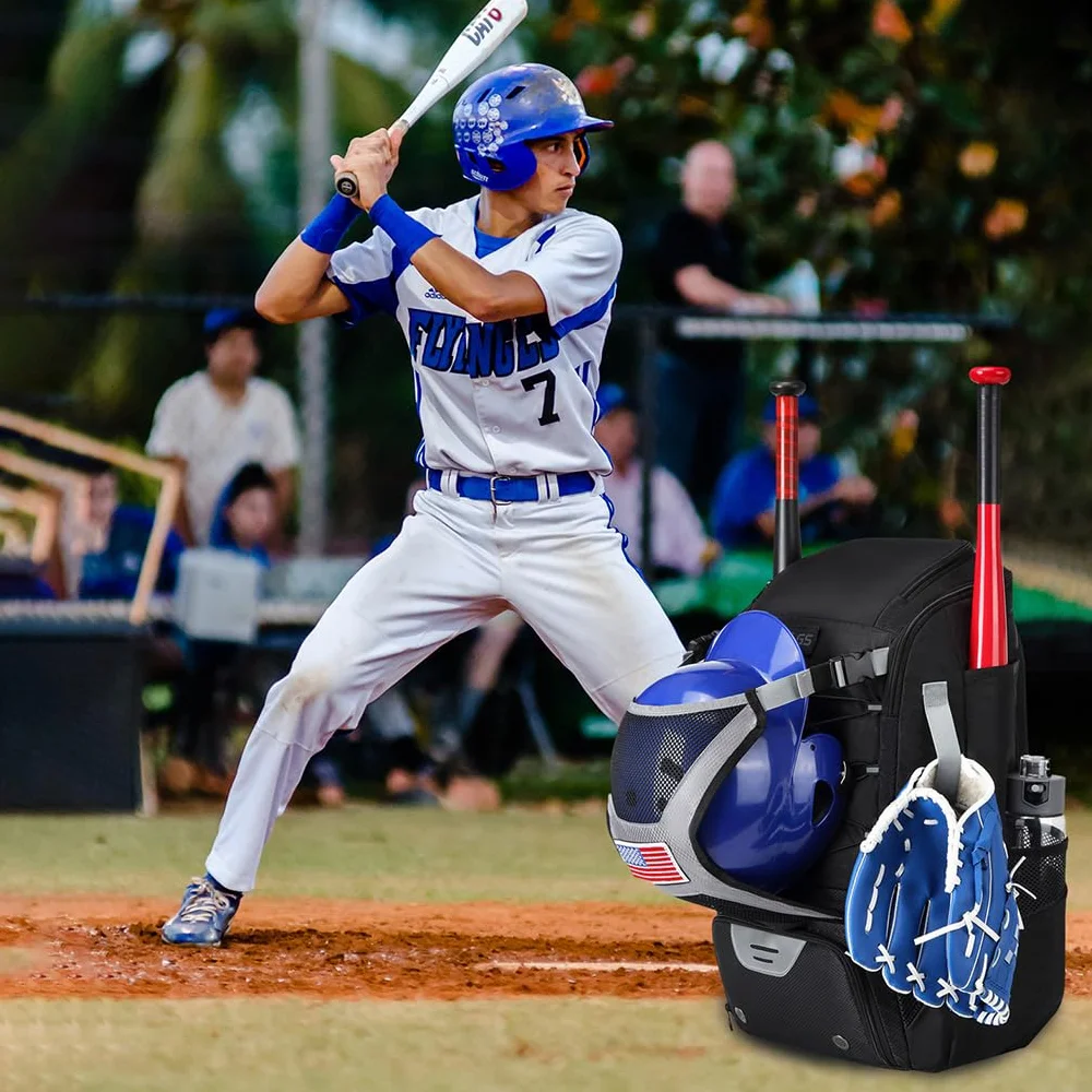 Sac de Baseball avec Compartiments à Chaussures et Poches Humides, Léger et Durable, Motif Fleur