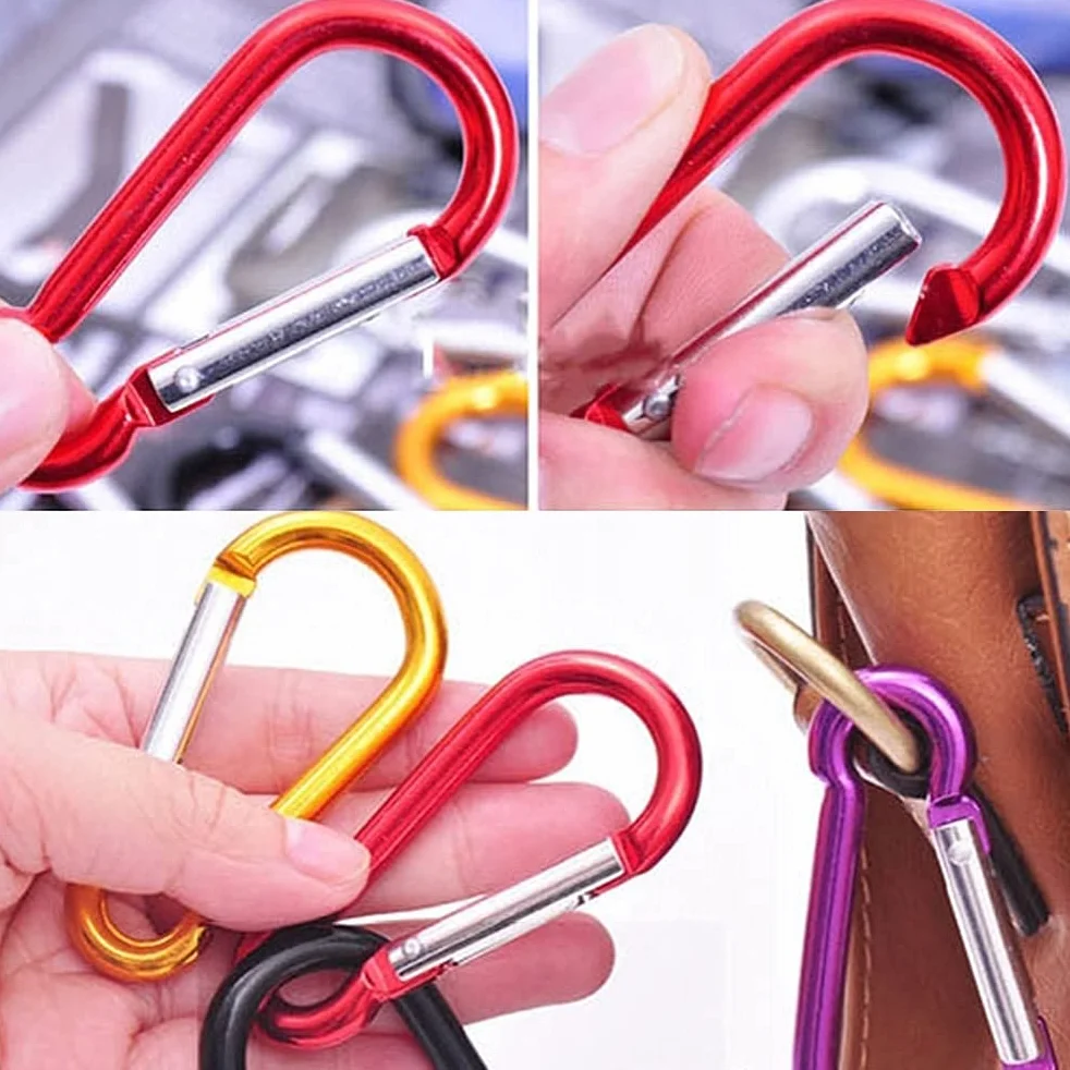 TIMESETL Mini Mousqueton Porte-clés en Alliage d'aluminium 80Pcs, Charge 5 kg