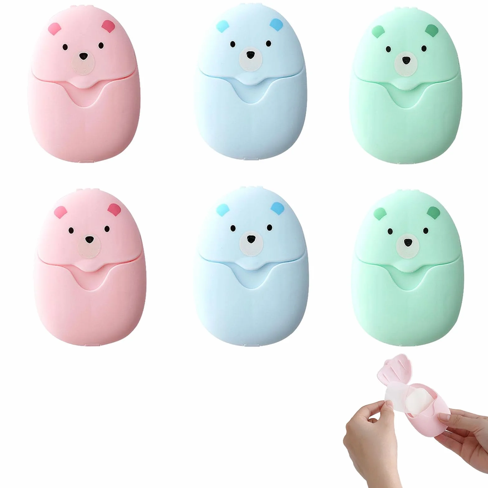 Savon en Papier Jetable 6 Boîtes Feuilles de Savon Portable pour Voyage Randonnée