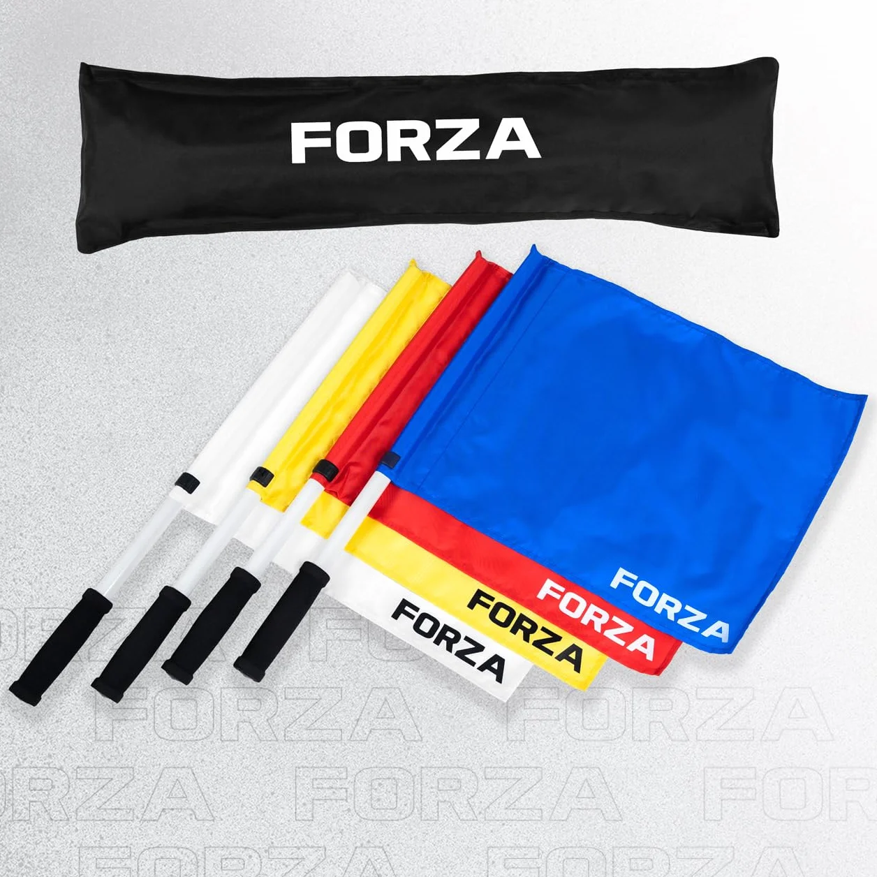 FORZA Ensemble de Drapeaux Arbitre Water-Polo Pack de 4 Poignées Antidérapantes Sac Transport Haute Visibilité