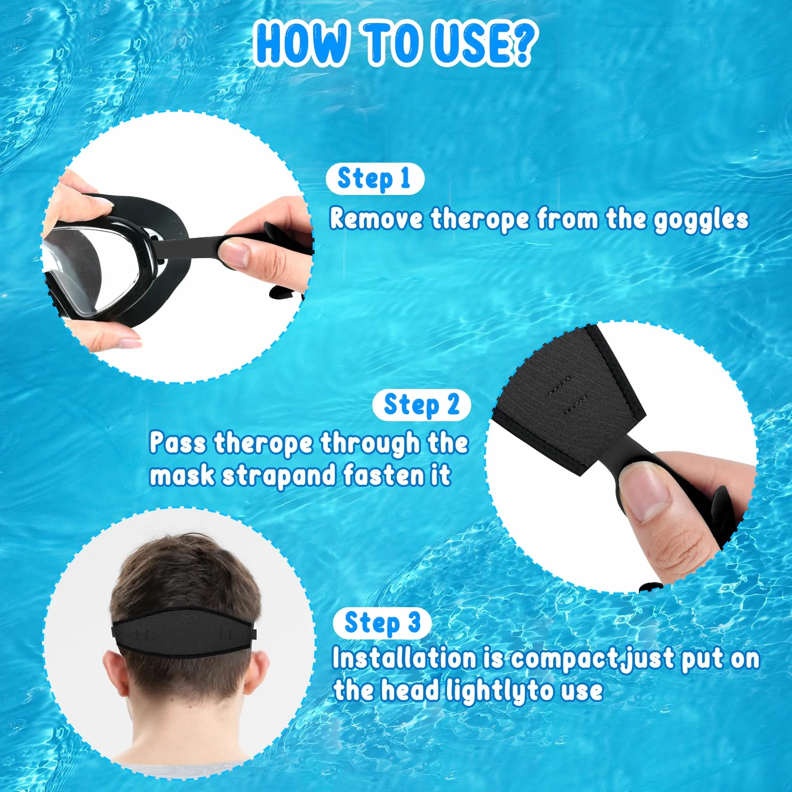 Sangle de Masque Plongée Néoprène 3PCS pour Snorkeling Sous-Marine