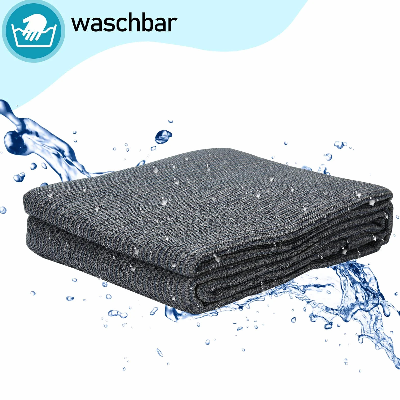 Sonnewelt Tapis de sol auvent polyéthylène haute densité 13 sardines sac transport lavable gris bleu