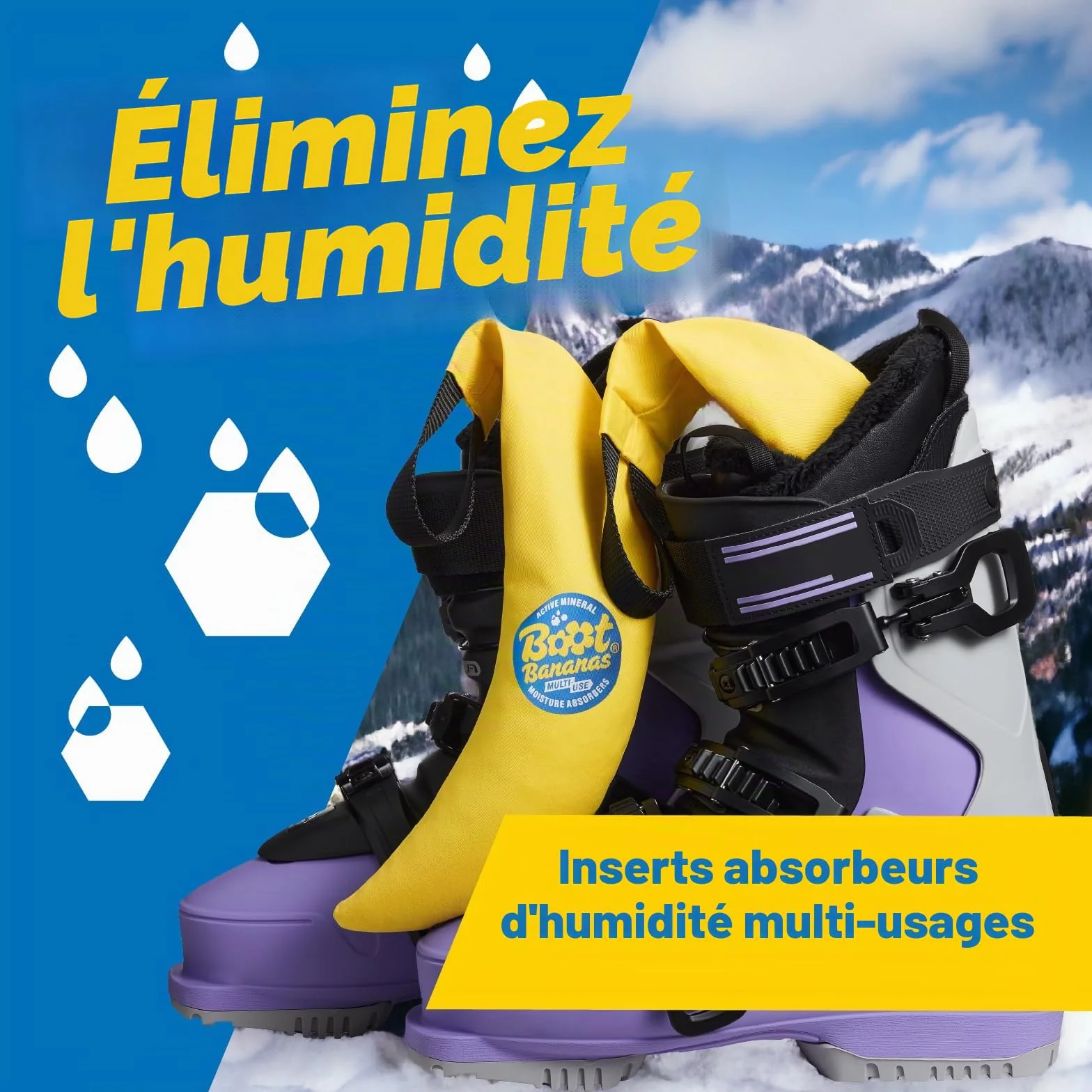Absorbeurs d'humidité Boot Bananas pour chaussures de ski snowboard vélo moto golf