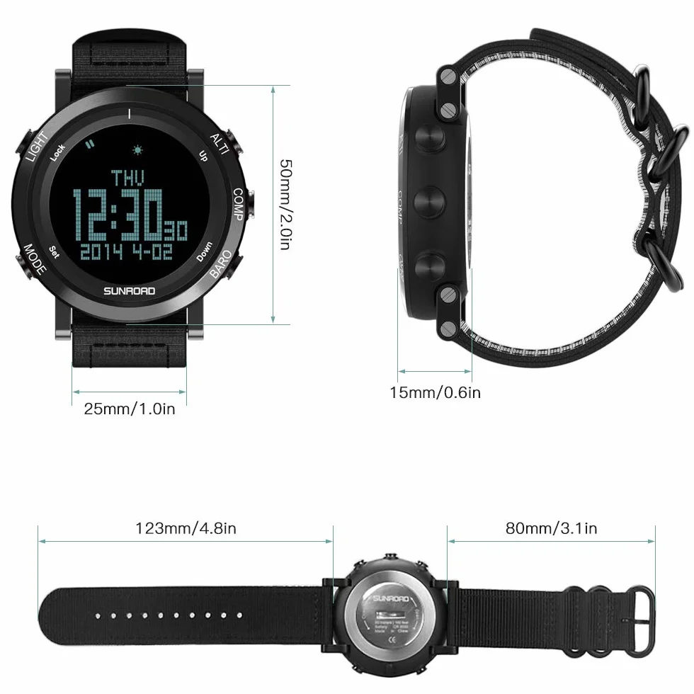 ERYUE Montre Multifonctionnelle Baromètre Altimètre Boussole Thermomètre Prévisions Météorologiques Résistant à l'Eau 50 Mètres Sports Plein Air