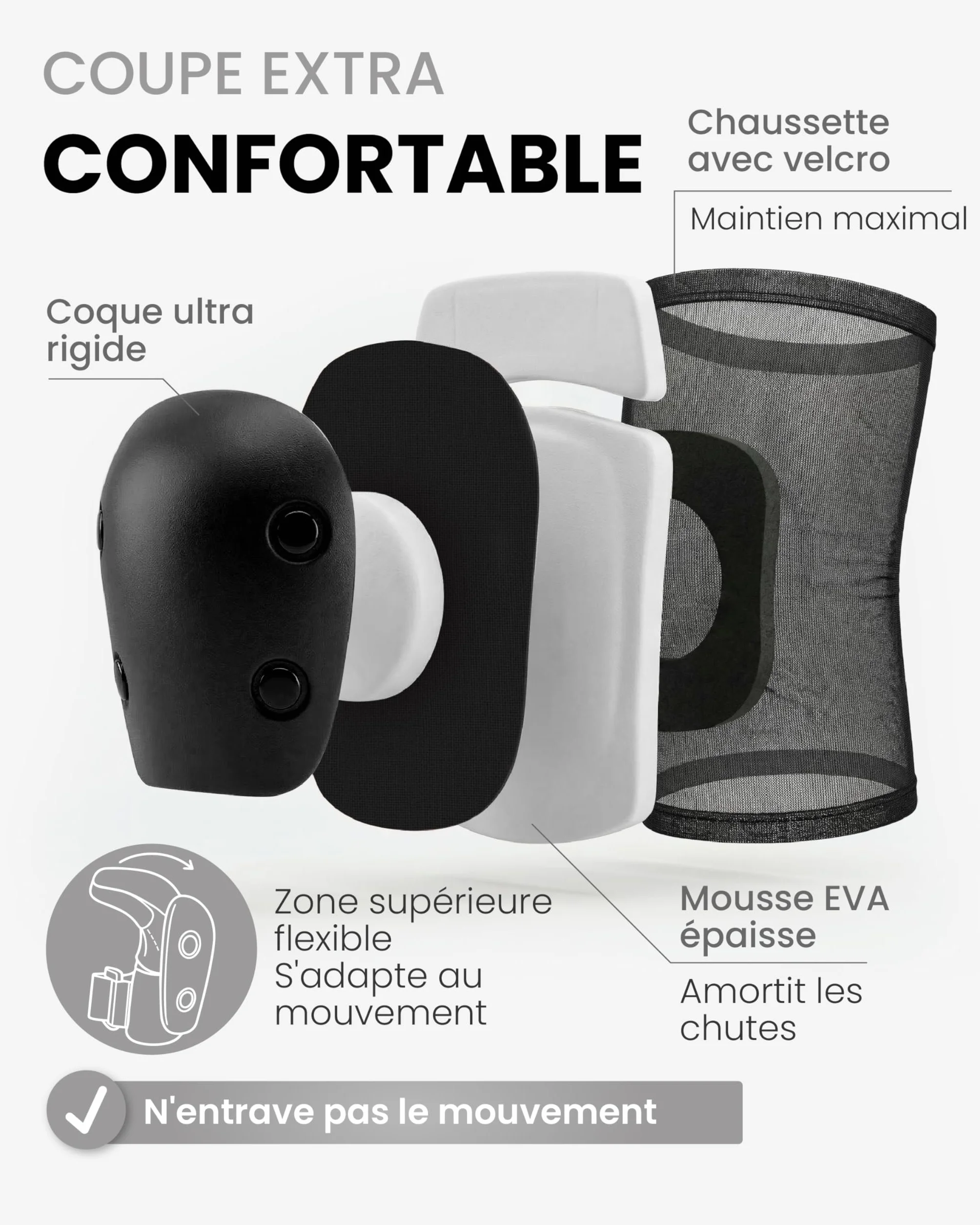 99FLIPS Protection Skateboard Enfant - Protege Genoux Skate et Freestyle BMX Taille SM Noir