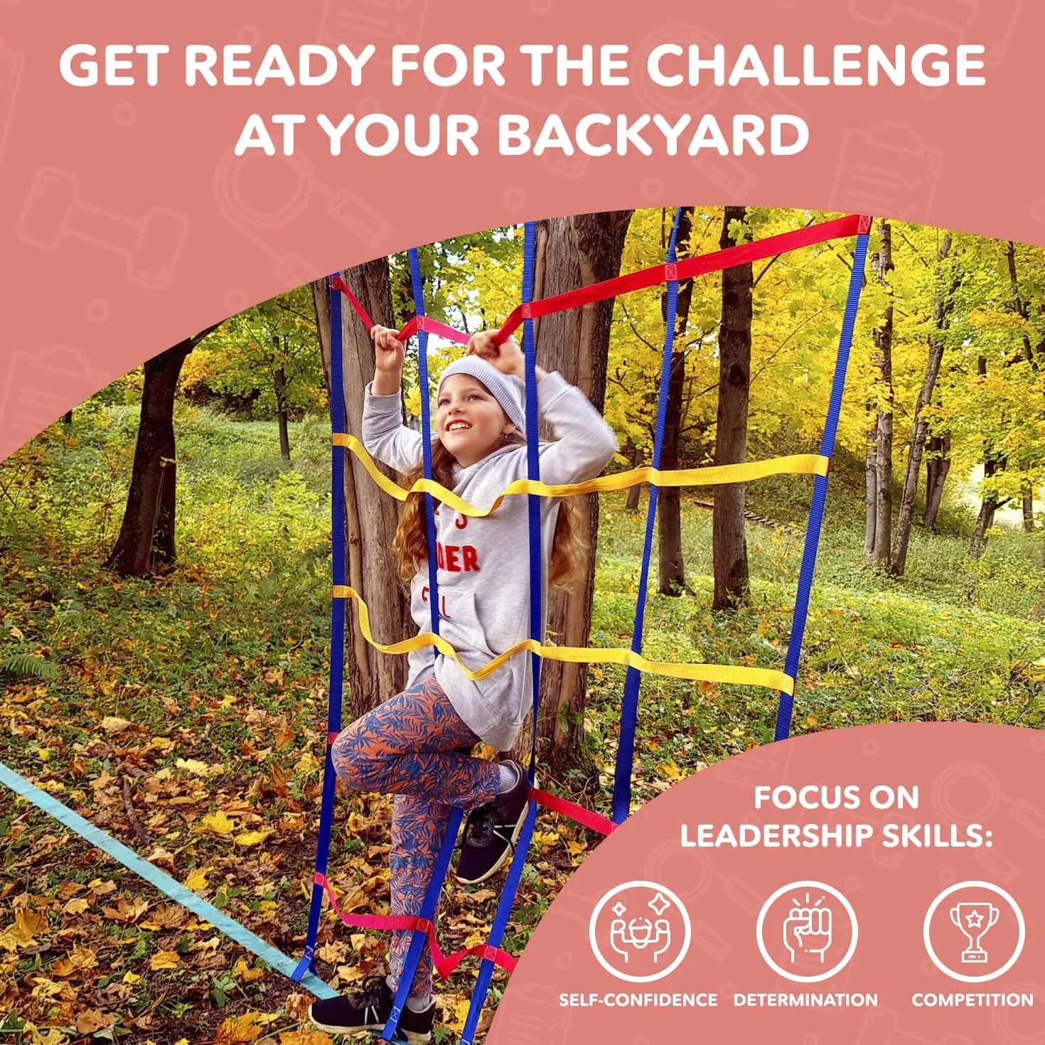 Slackline Ninja Filet d'escalade pour Enfants 2 mètres Parcours d'obstacles