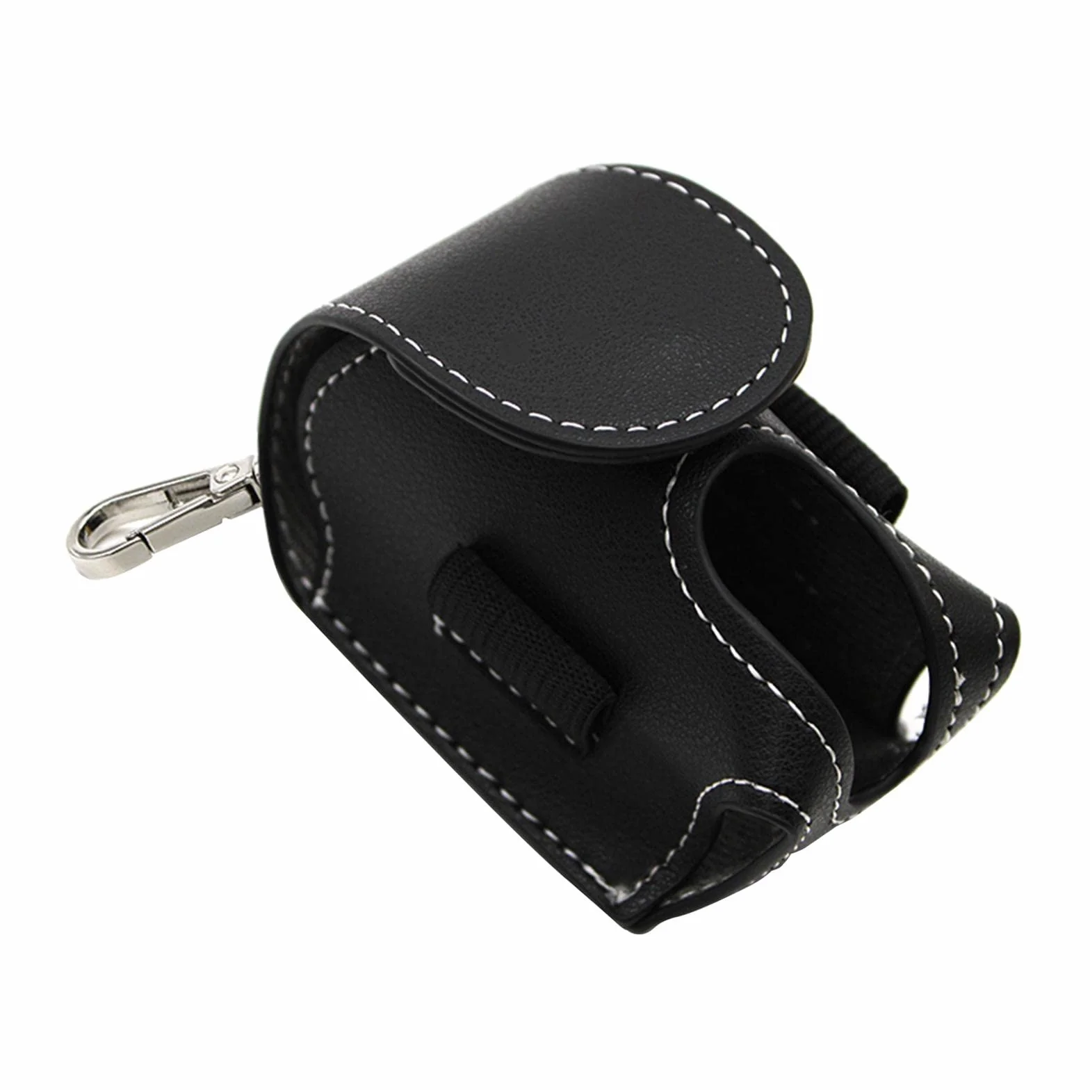 Pochette porte-balle de golf en cuir noir - Étui ceinture pour 2 balles et 4 tees
