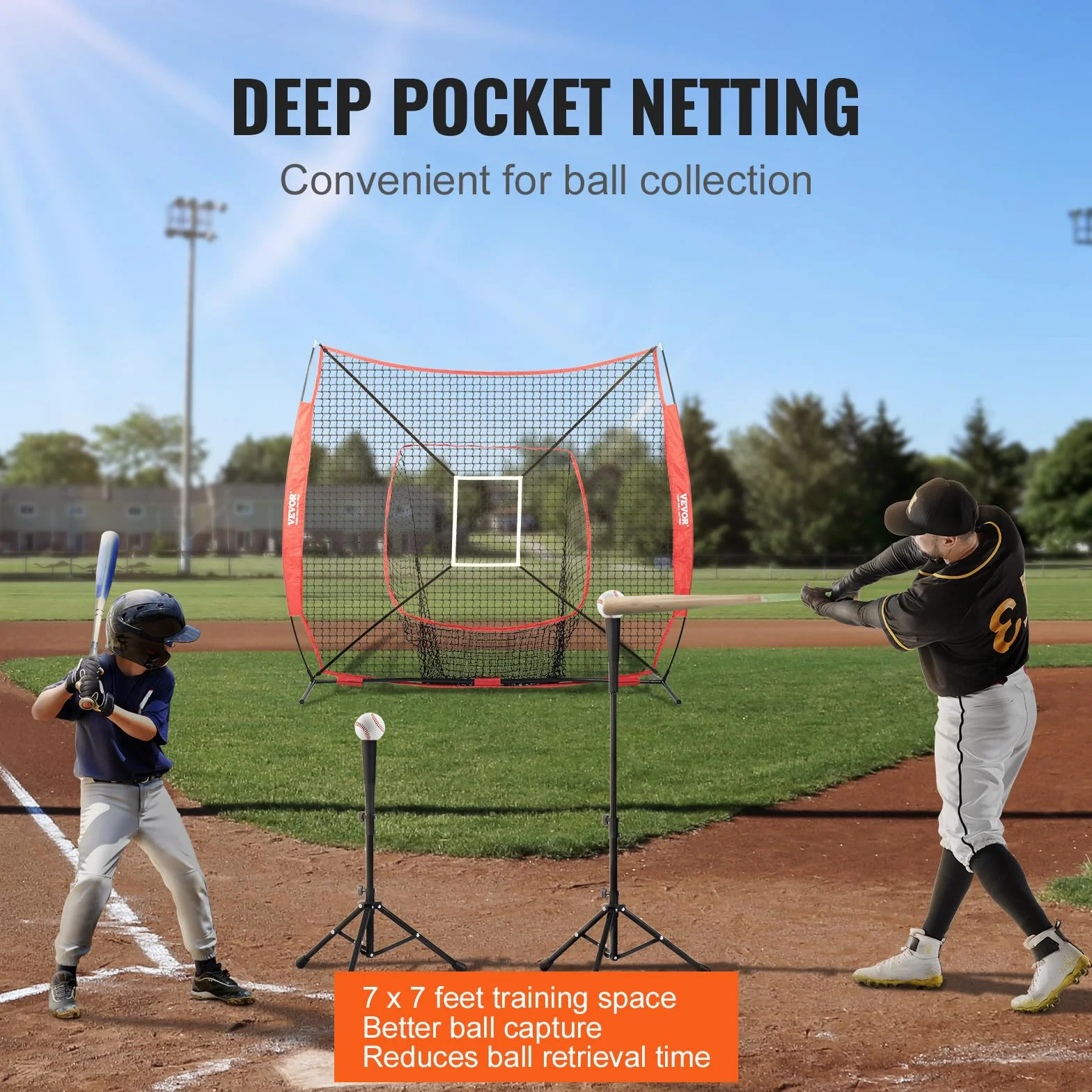 VEVOR Filet d'entraînement de baseball et softball portable 2,1 x 2,1 m