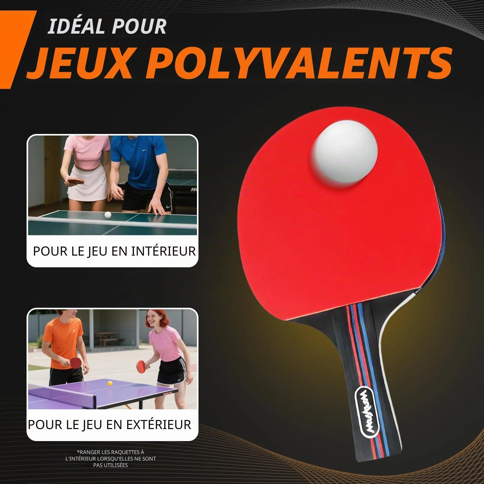 Ensemble de fouets de ping-pong avec balles, entraînement et loisirs